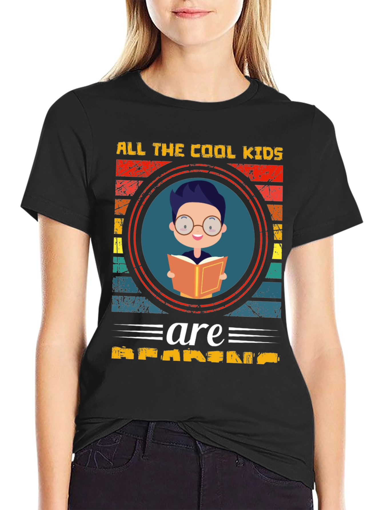 Cool Kids Reading T-Shirt - Black