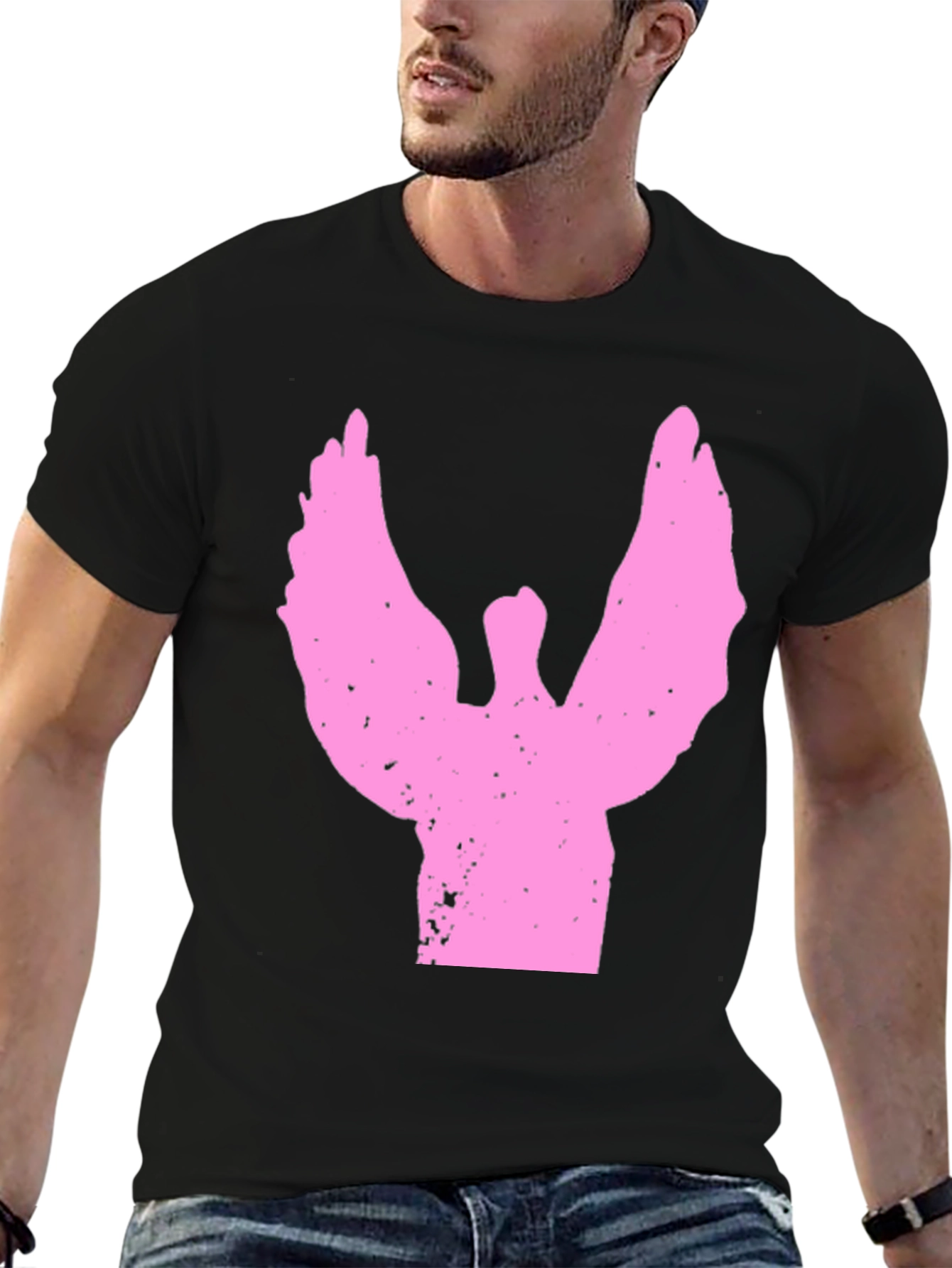 Pink Angel Graphic Black T-Shirt