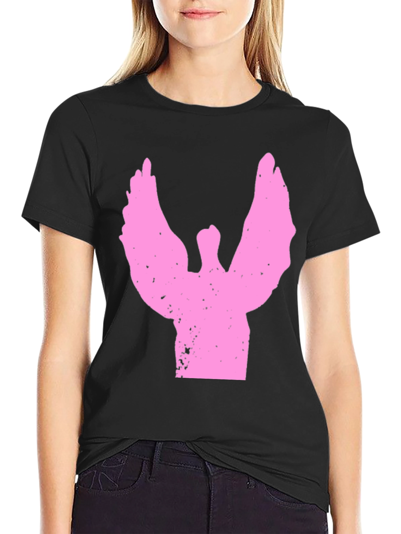 Pink Angel Graphic Black T-Shirt