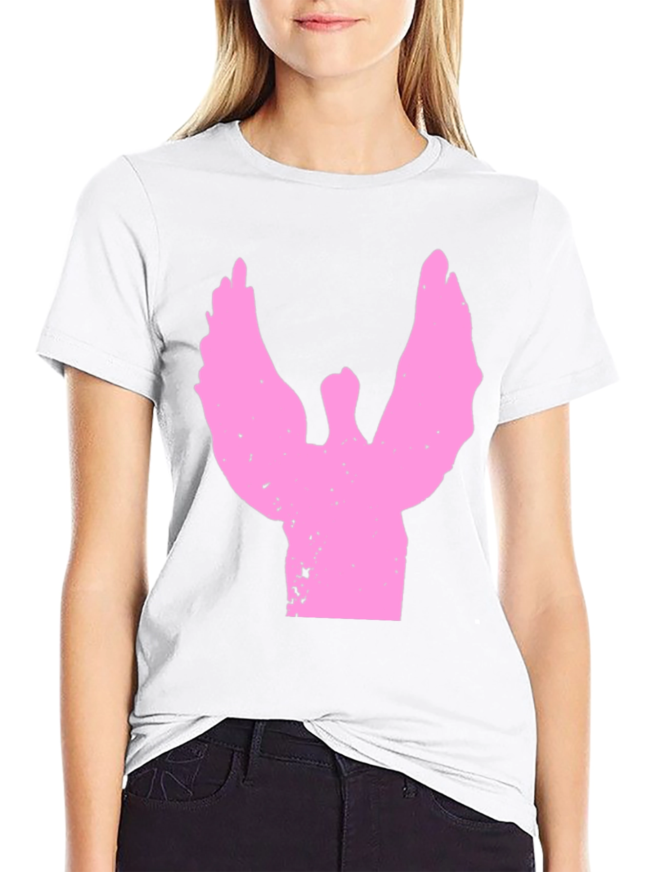 Pink Angel Graphic Black T-Shirt
