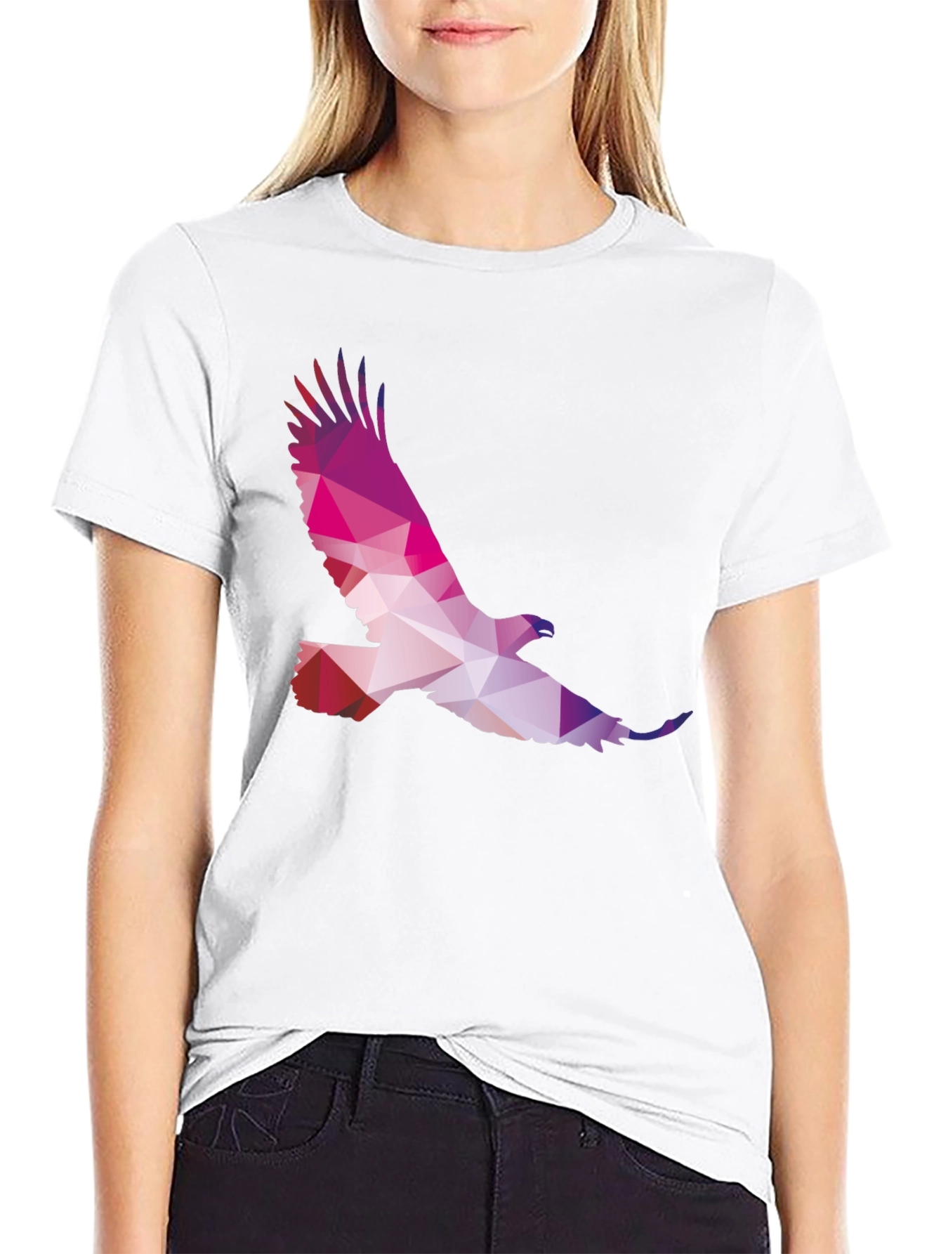 Geometric Eagle Graphic Tee - Black