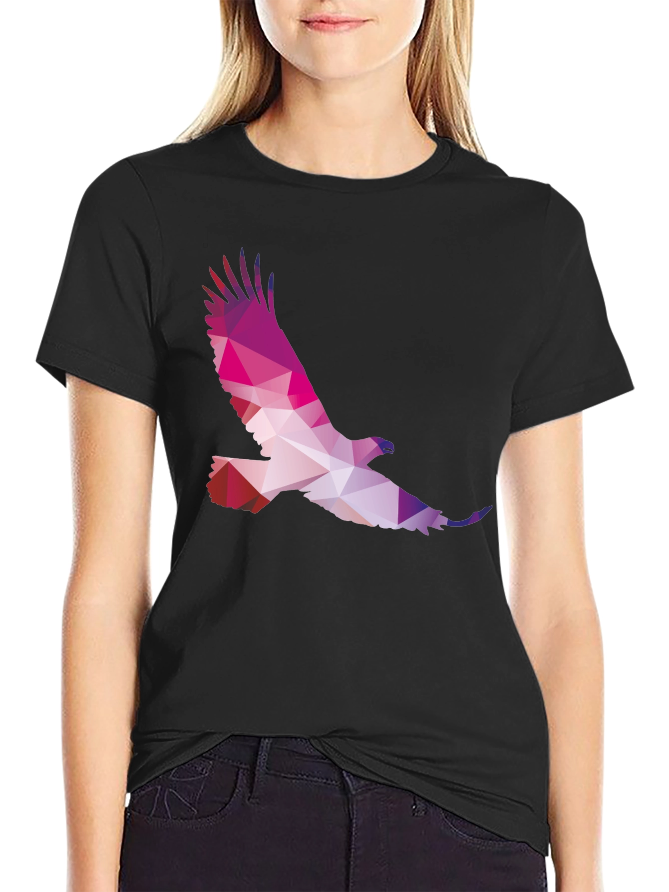 Geometric Eagle Graphic Tee - Black