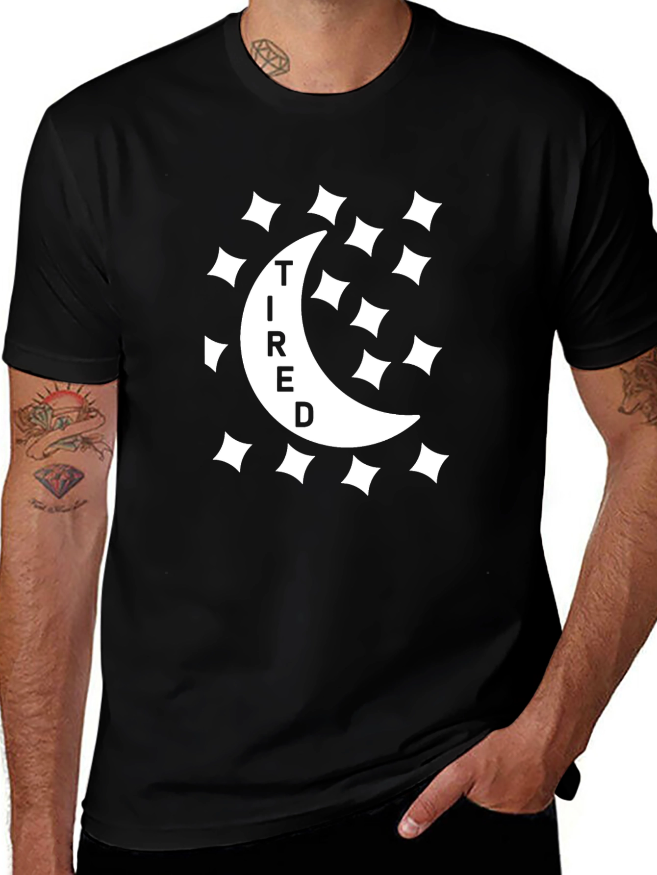 Tired Moon Graphic T-Shirt - Comfortable Everyday Wear
