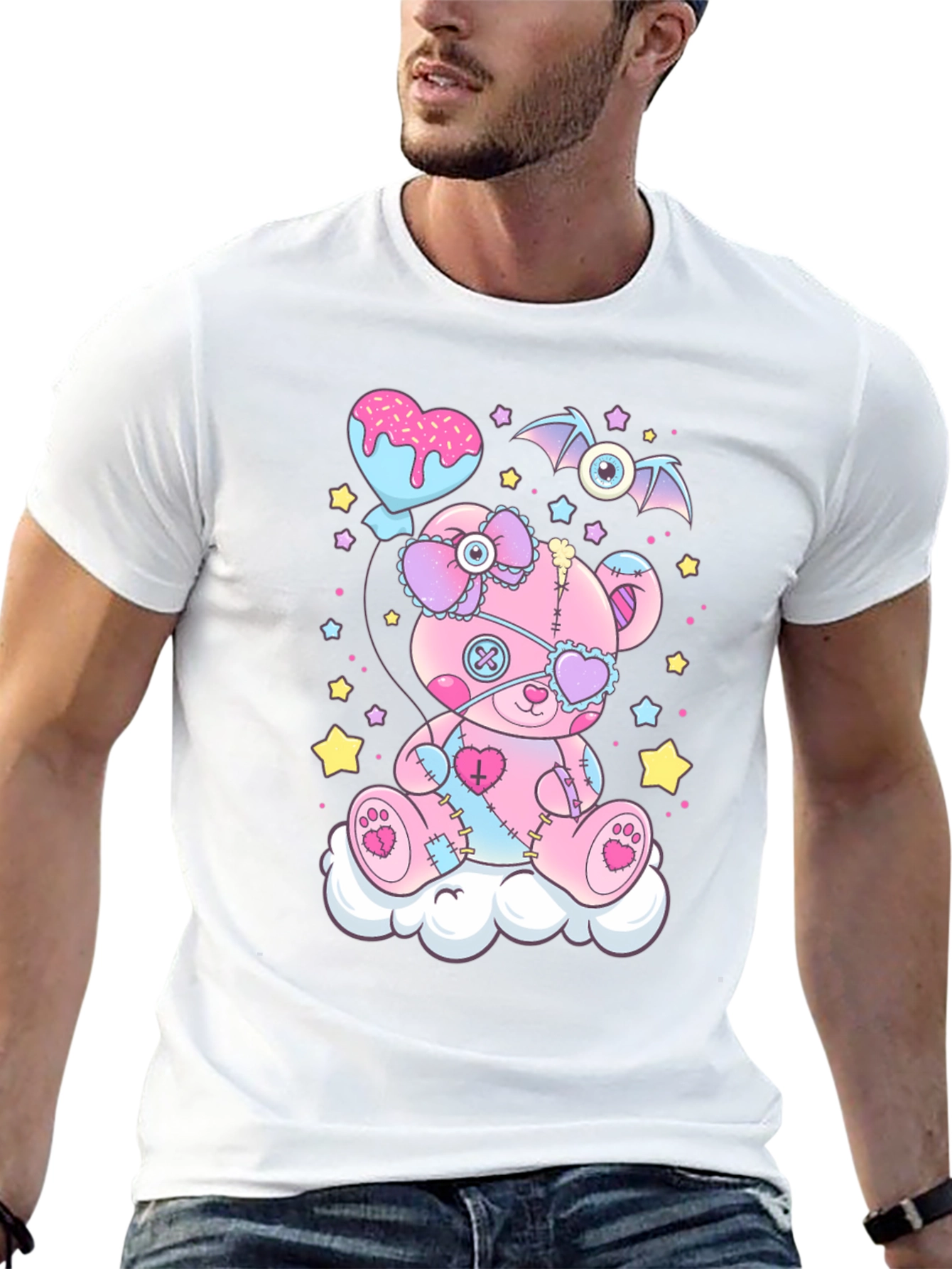 Cute Goth Pastel Teddy Bear Graphic T-Shirt