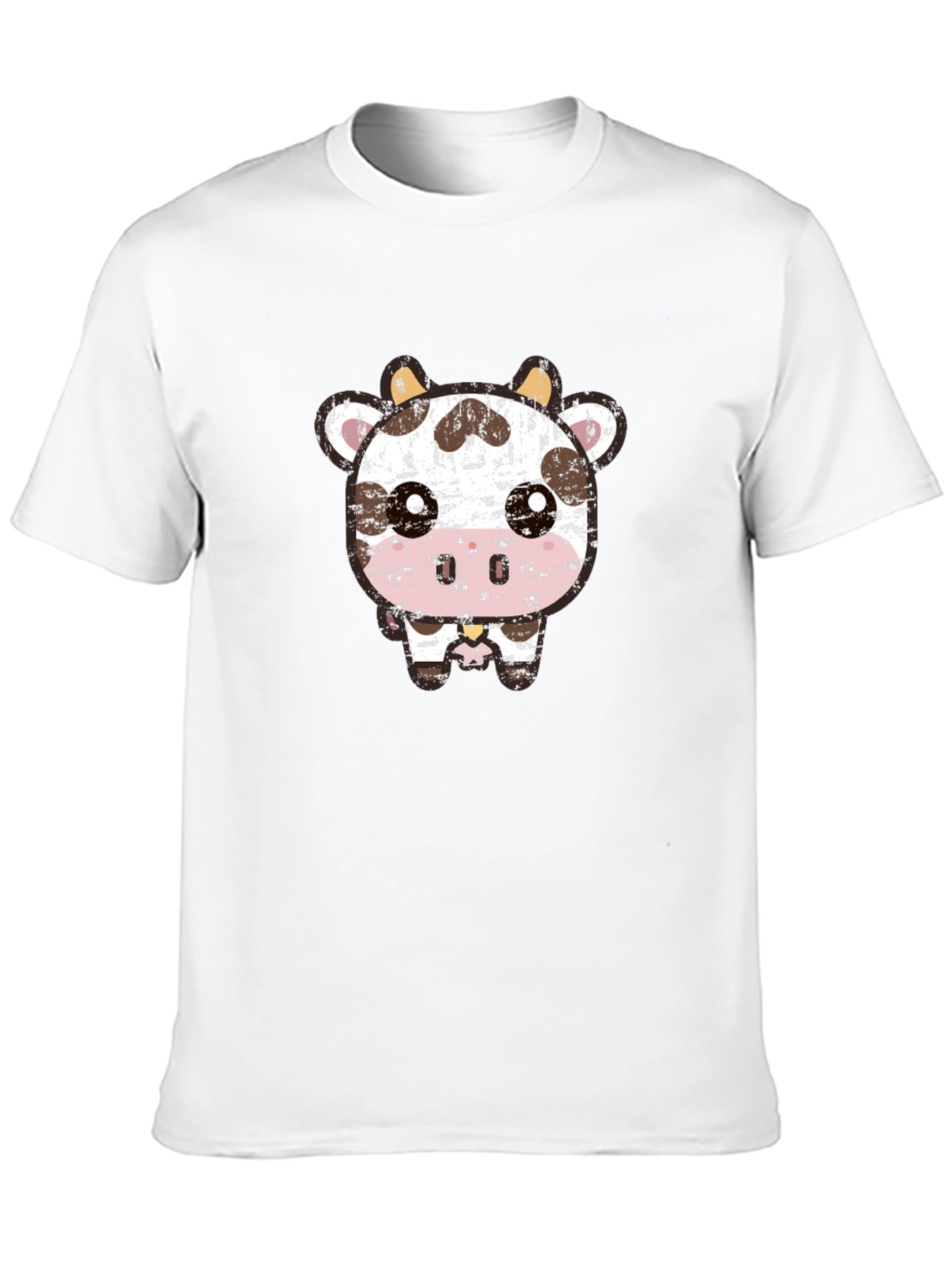 Cute Cartoon Cow Graphic Tee - Black