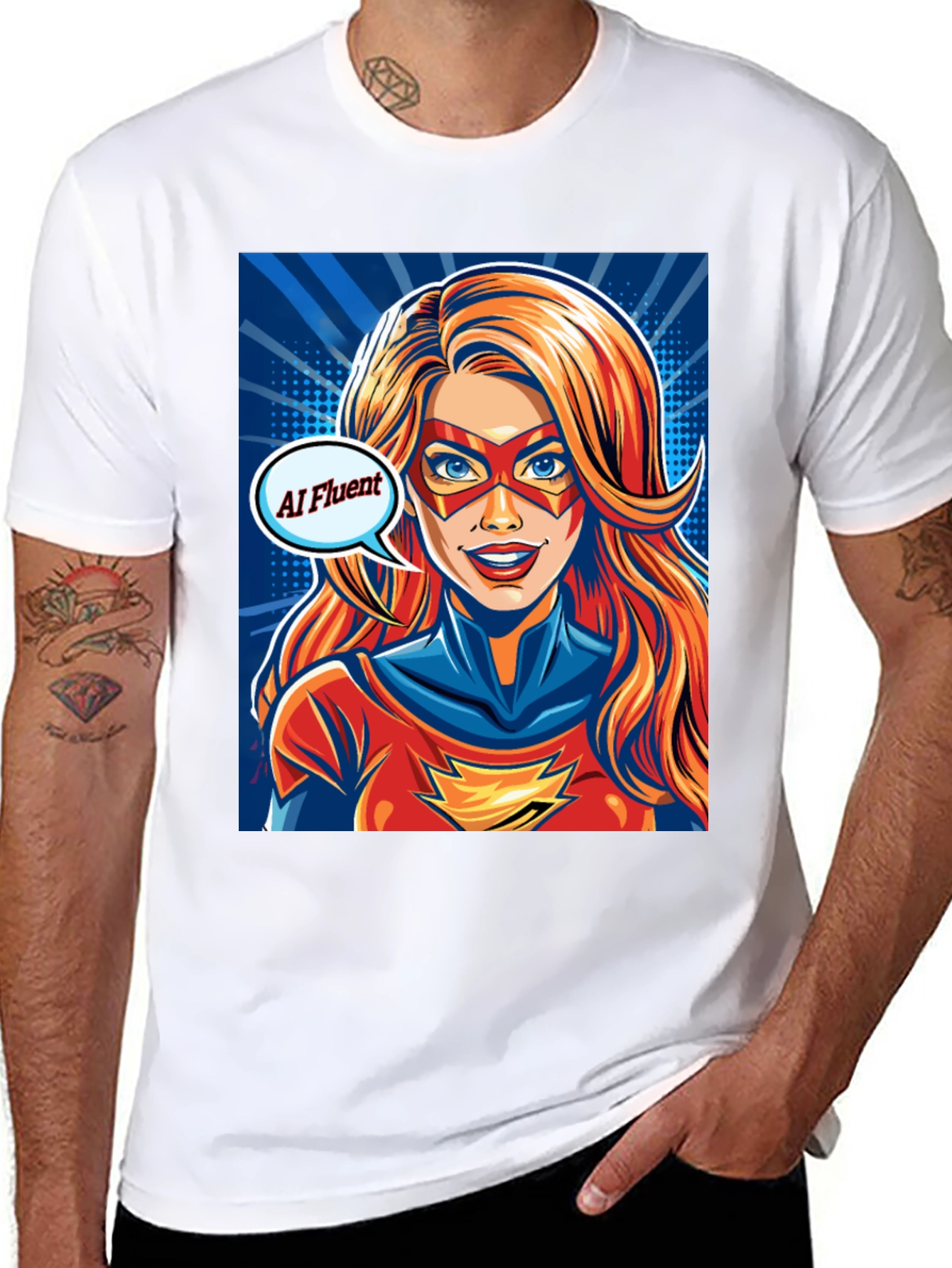 AI Fluent Superhero T-Shirt - Comic Style Tee