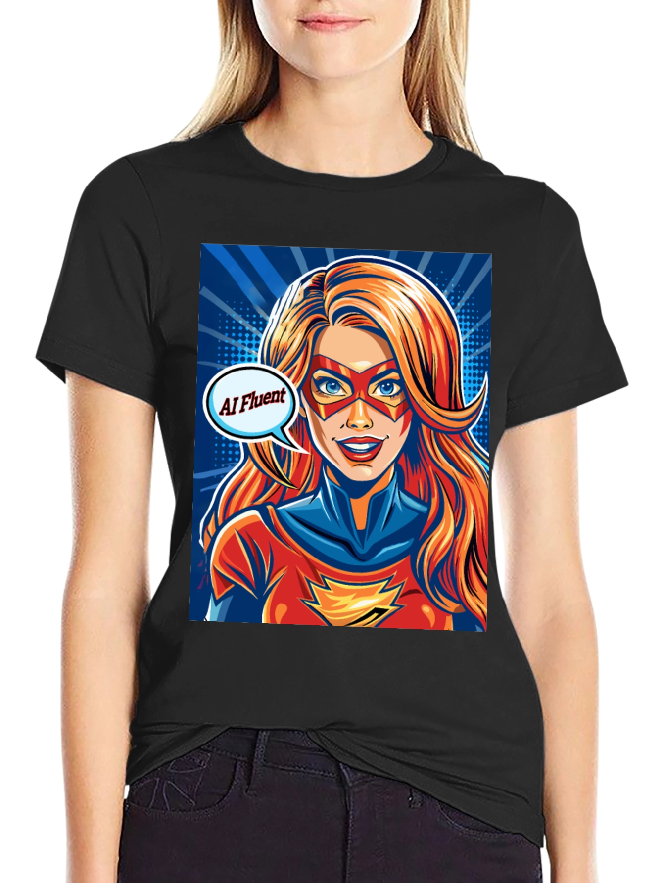 AI Fluent Superhero T-Shirt - Comic Style Tee
