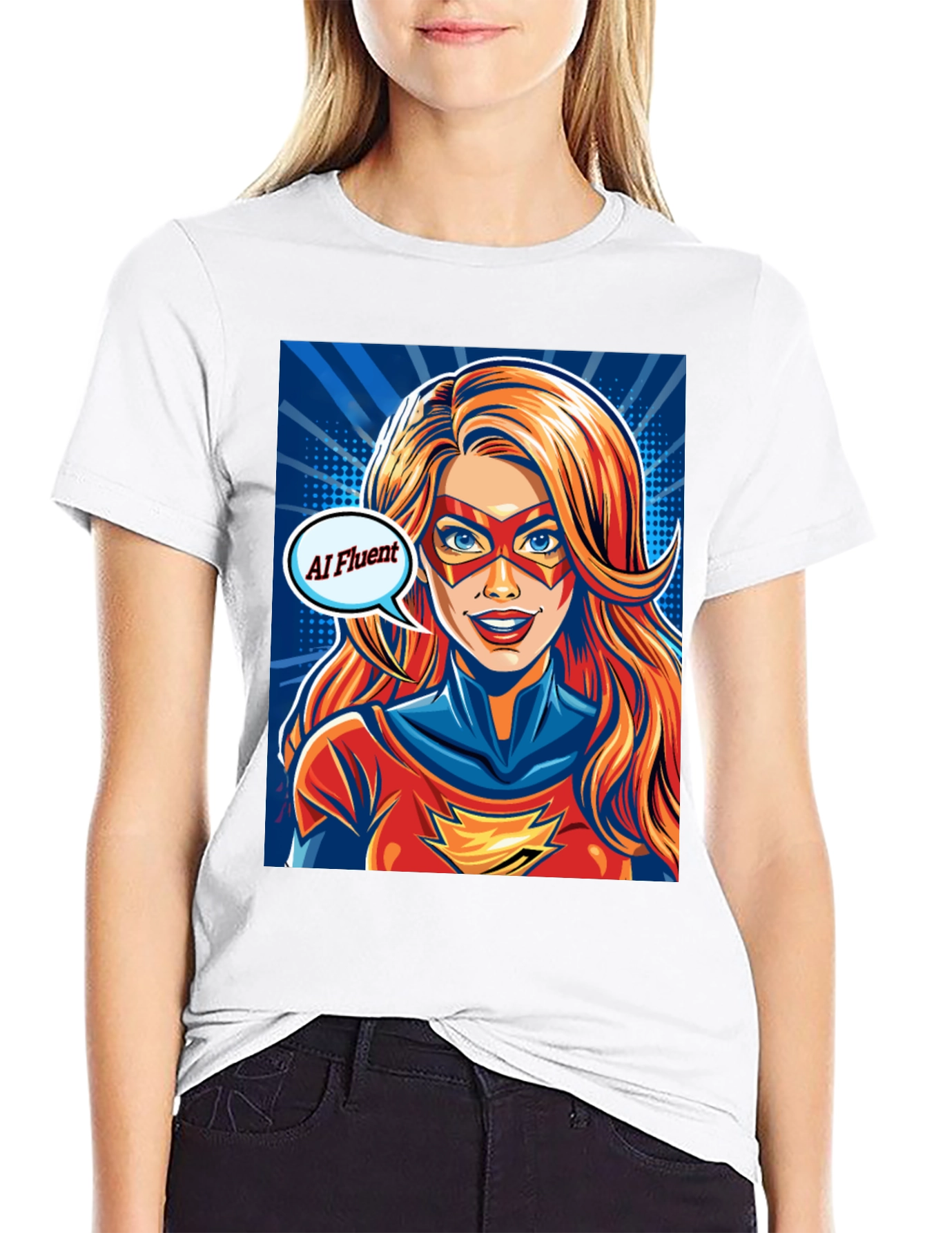 AI Fluent Superhero T-Shirt - Comic Style Tee