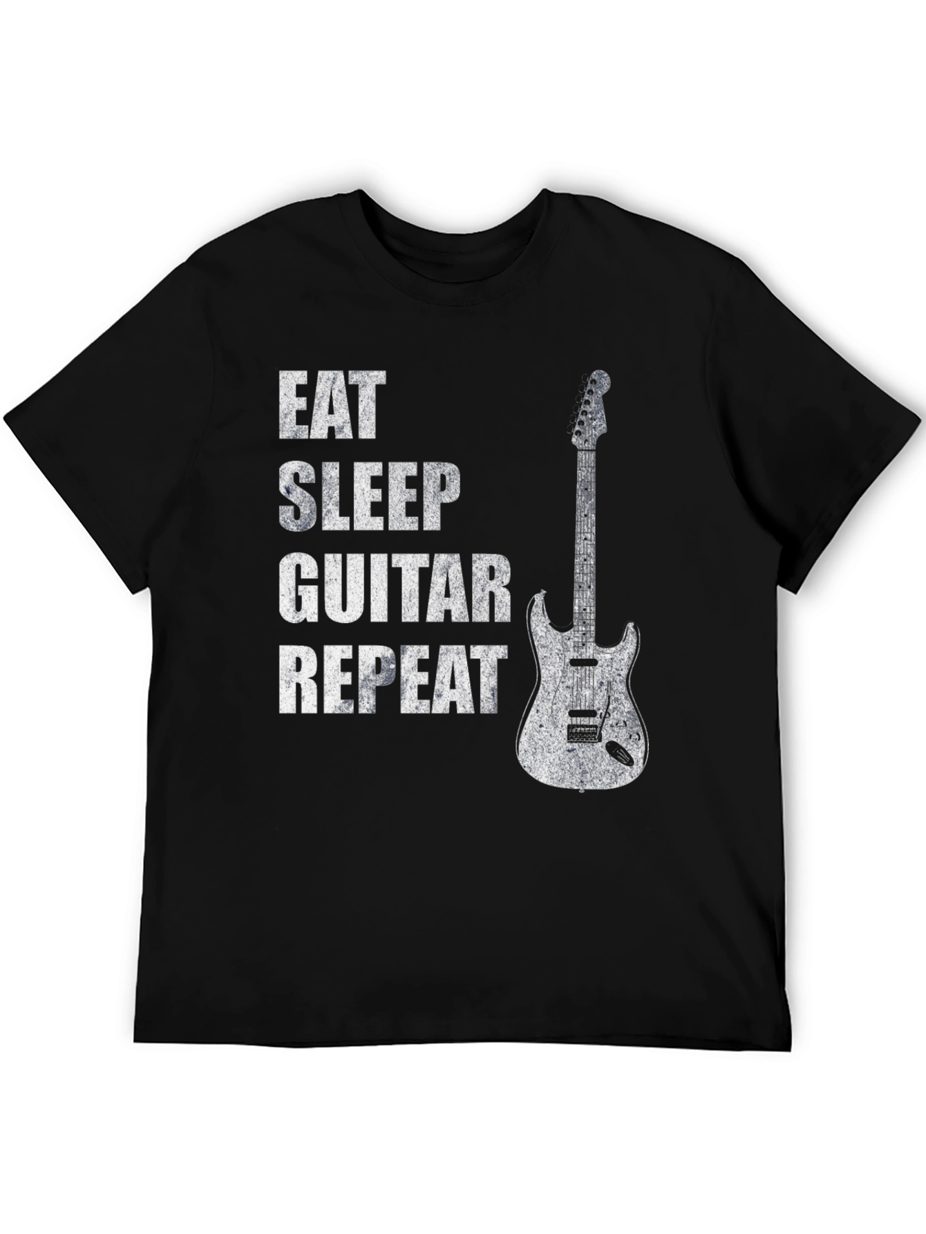 Eat Sleep Guitar Repeat Black Graphic Tee