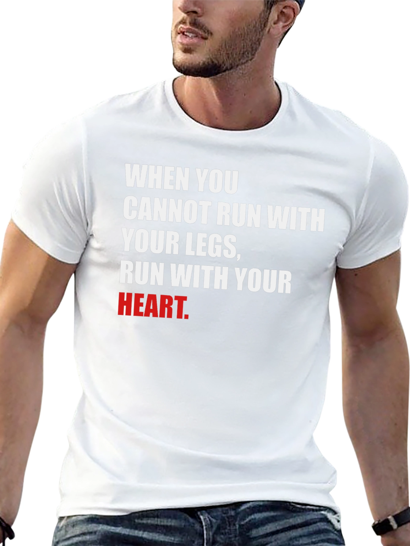 Motivational Running T-Shirt - Run With Your Heart