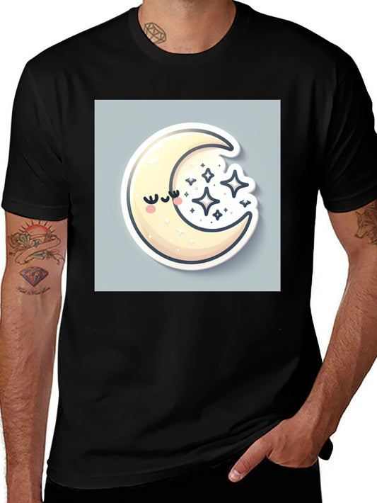 Dreamy Moon Graphic Tee - Black Cotton Comfort