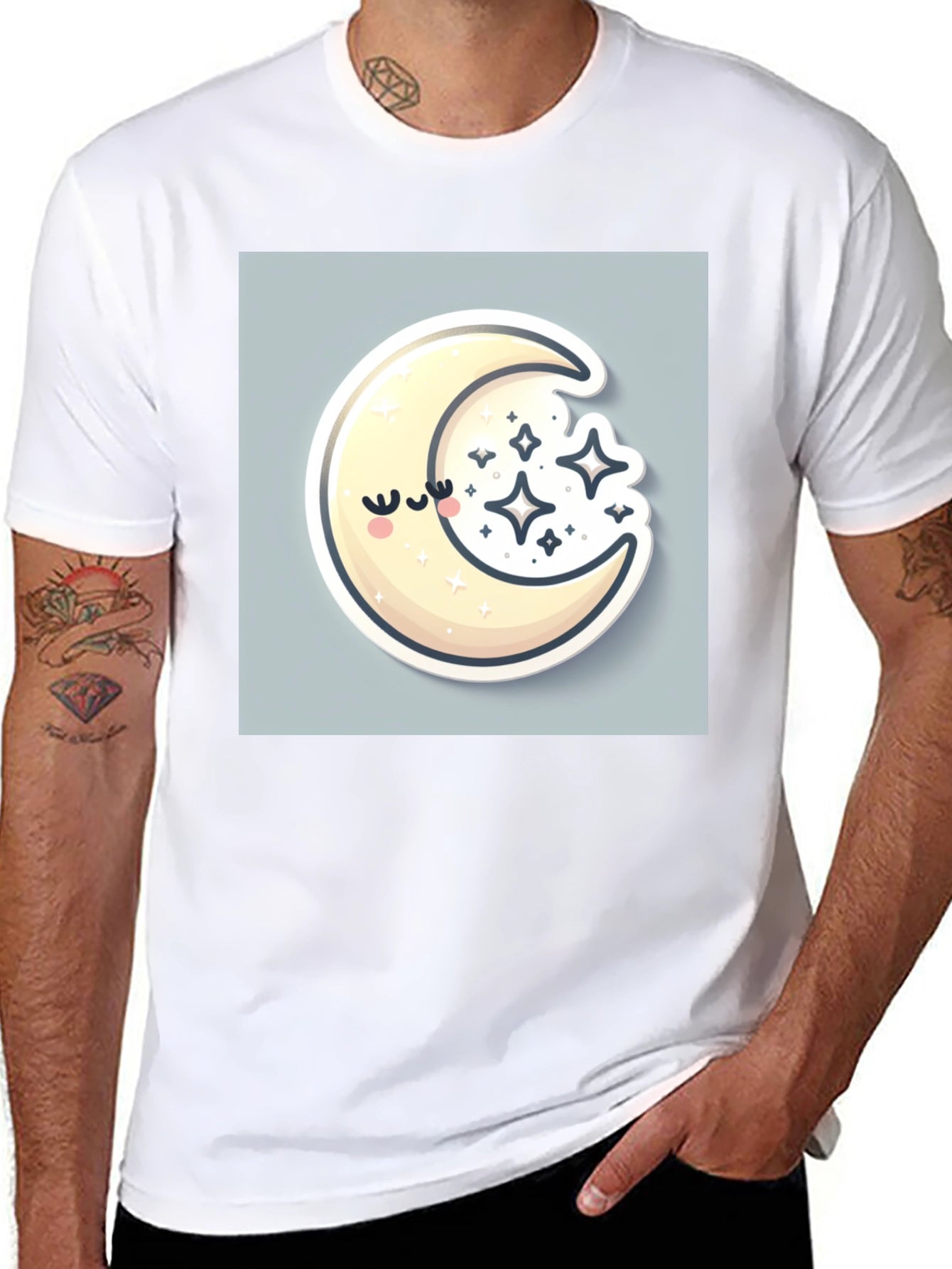 Dreamy Moon Graphic Tee - Black Cotton Comfort