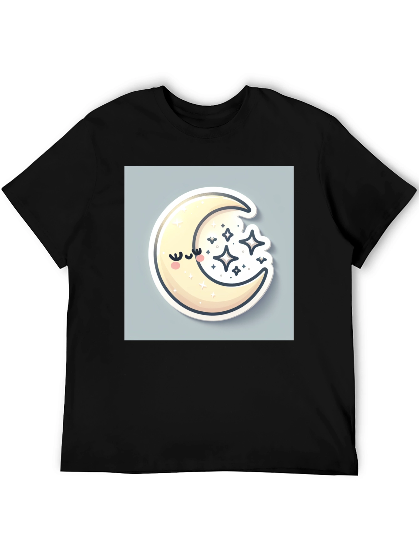 Dreamy Moon Graphic Tee - Black Cotton Comfort