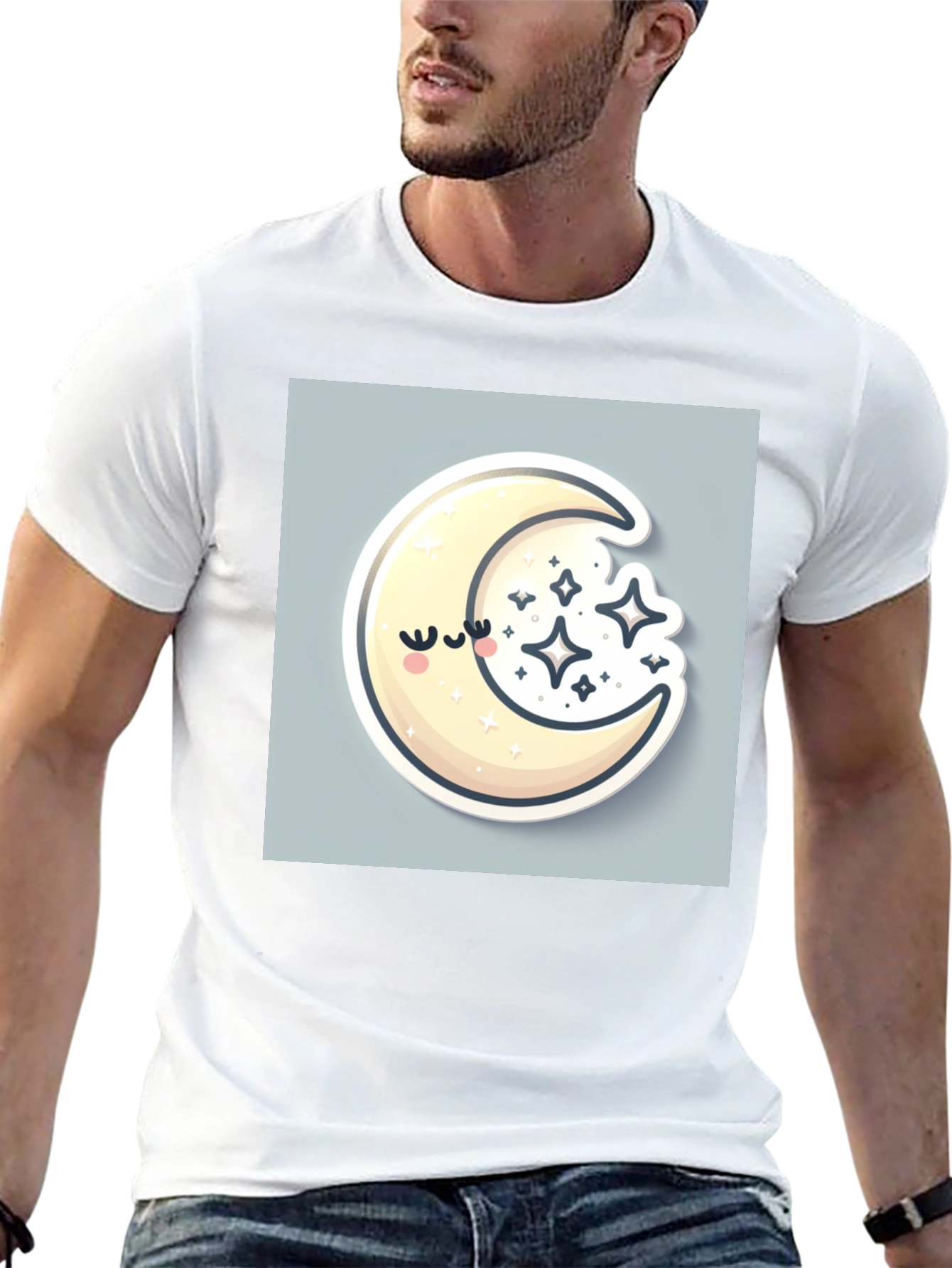 Dreamy Moon Graphic Tee - Black Cotton Comfort