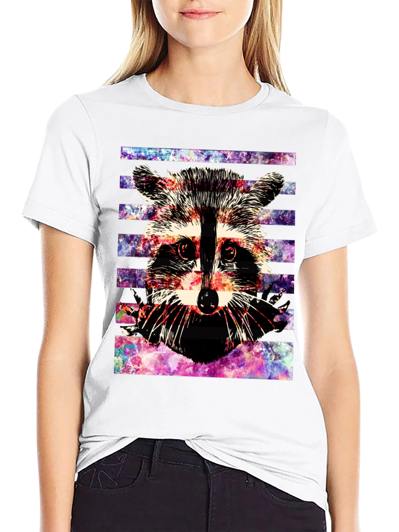 Raccoon Galaxy T-Shirt - Mens Black Graphic Tee