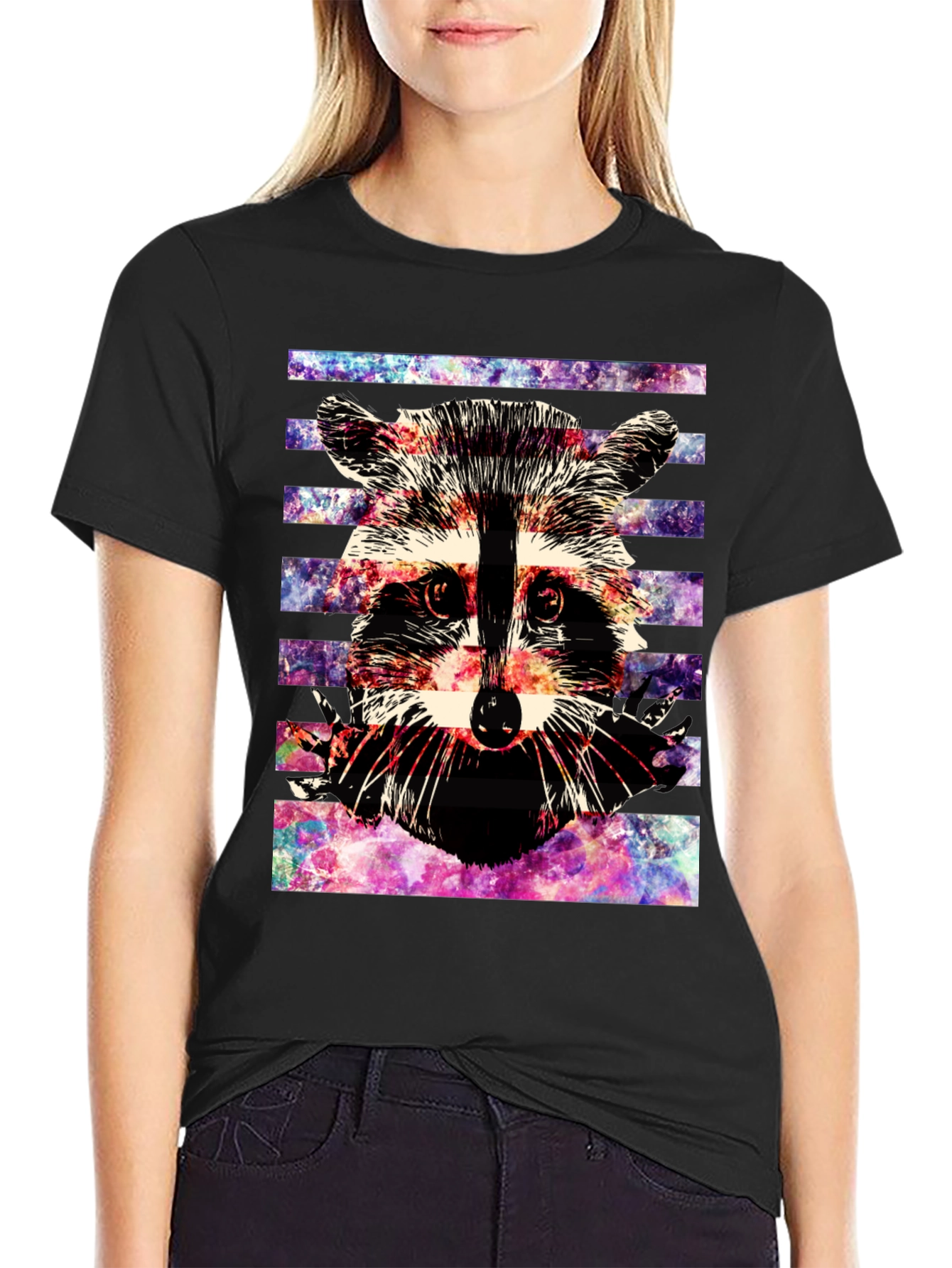 Raccoon Galaxy T-Shirt - Mens Black Graphic Tee