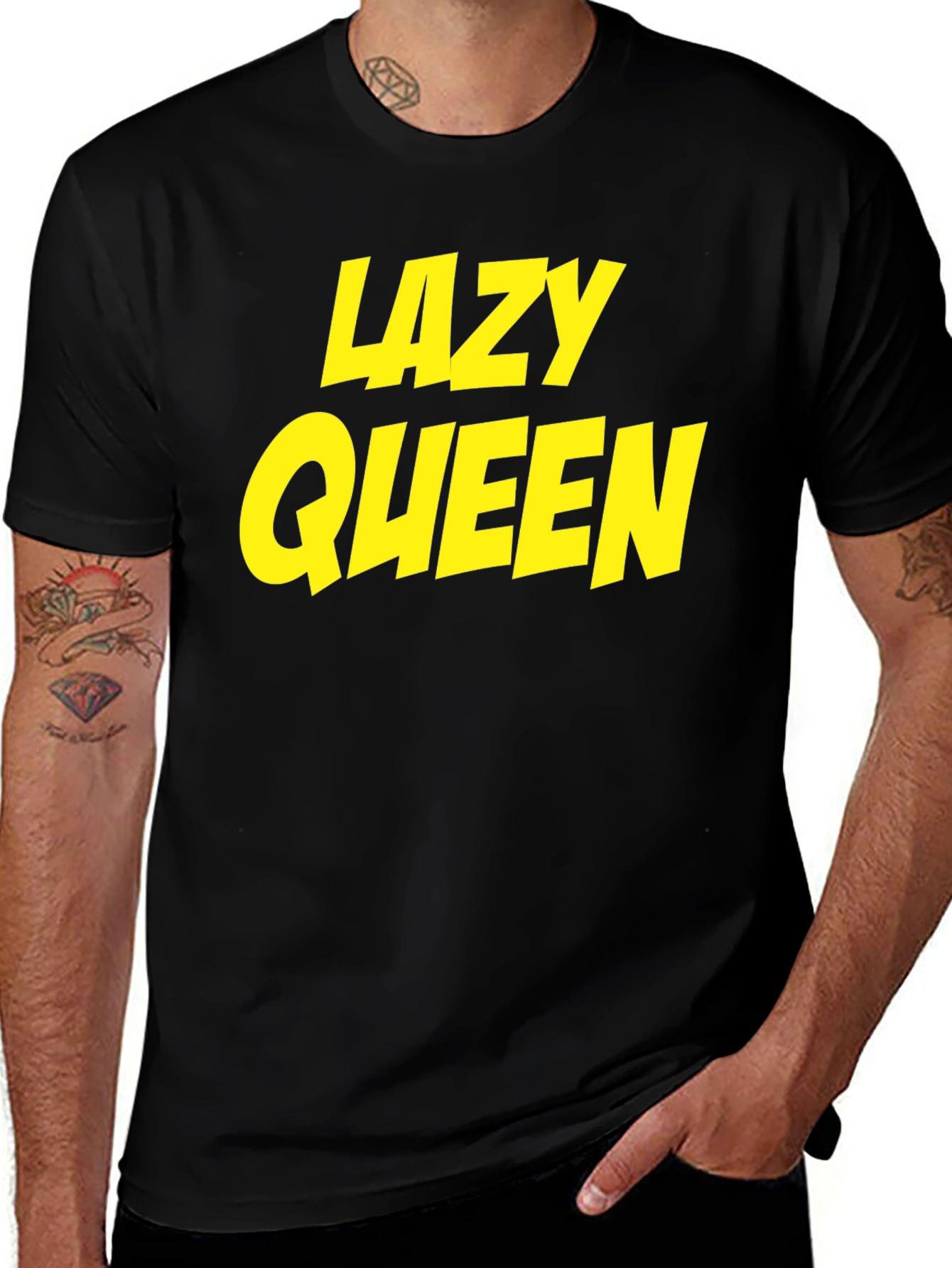 Lazy Queen Black Cotton Graphic Tee