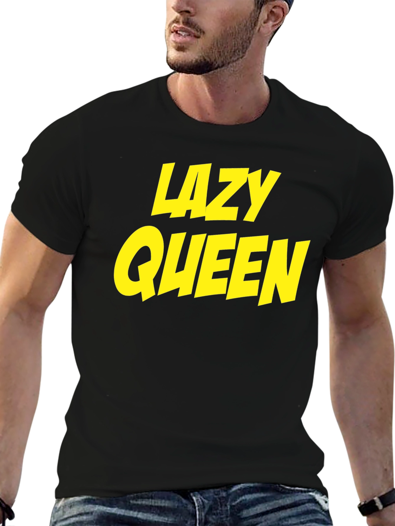Lazy Queen Black Cotton Graphic Tee
