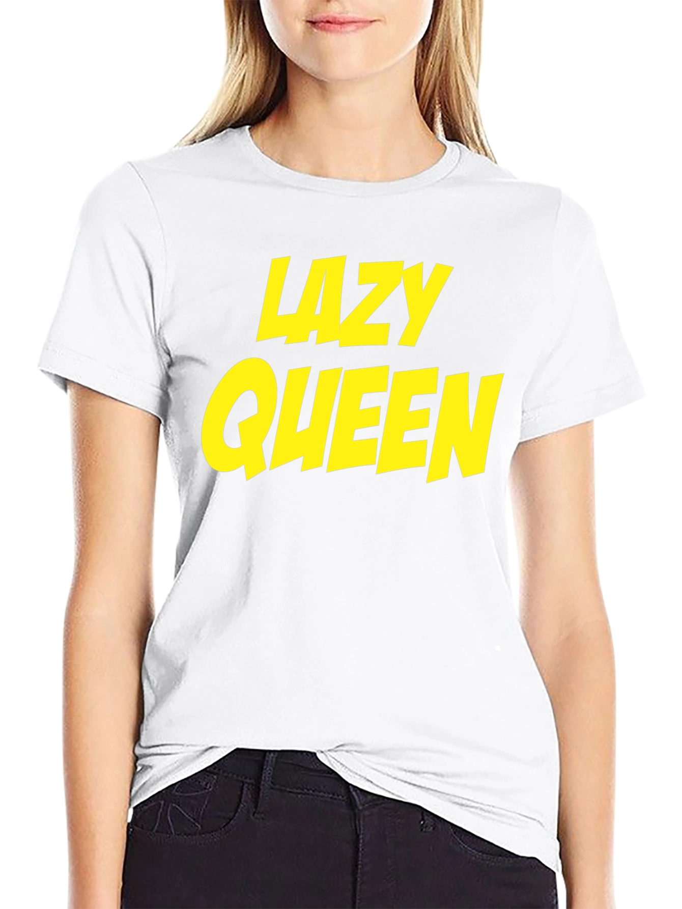 Lazy Queen Black Cotton Graphic Tee