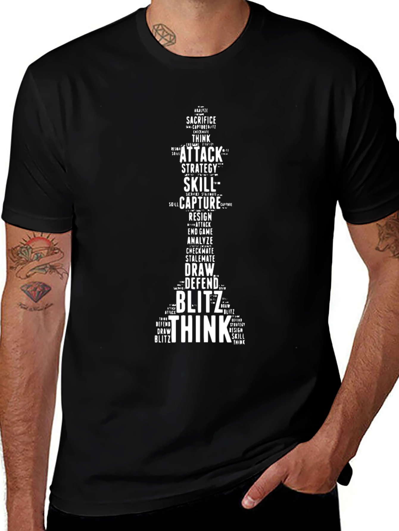 Chess Word Art T-Shirt - Black