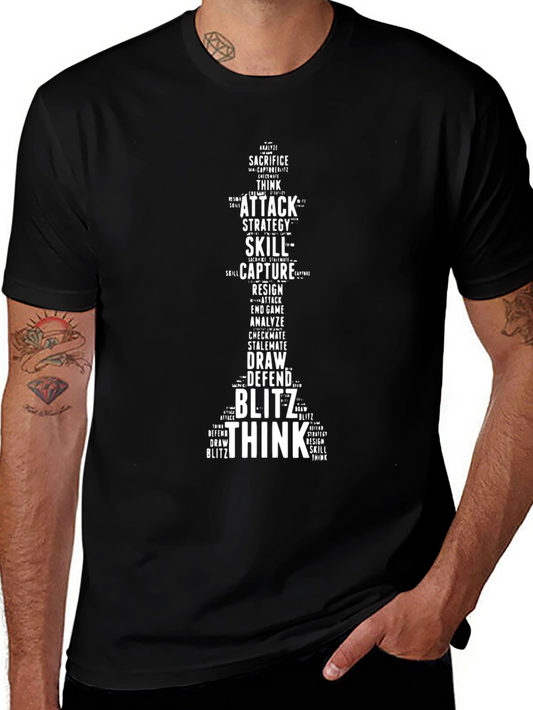 Chess Word Art T-Shirt - Black