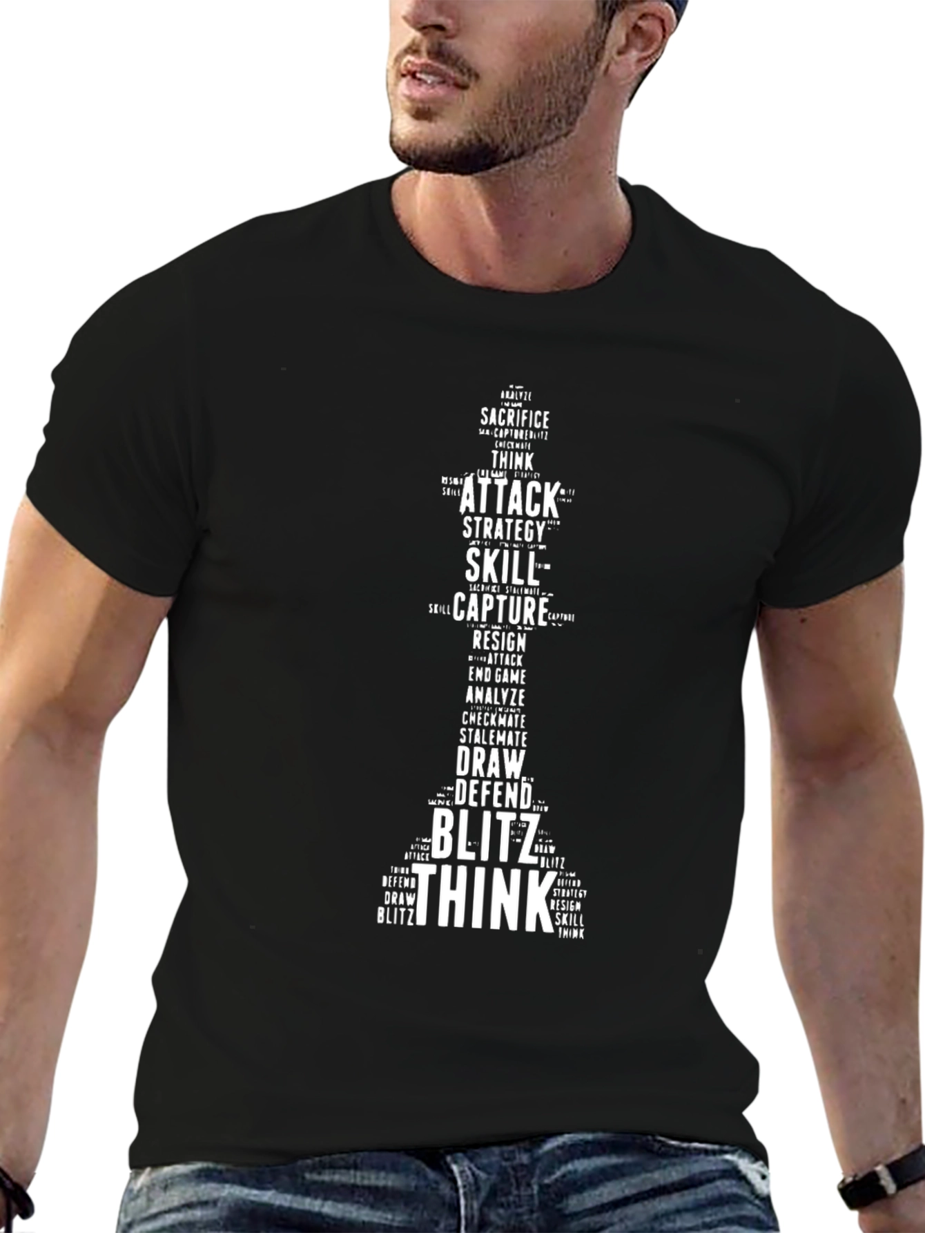 Chess Word Art T-Shirt - Black