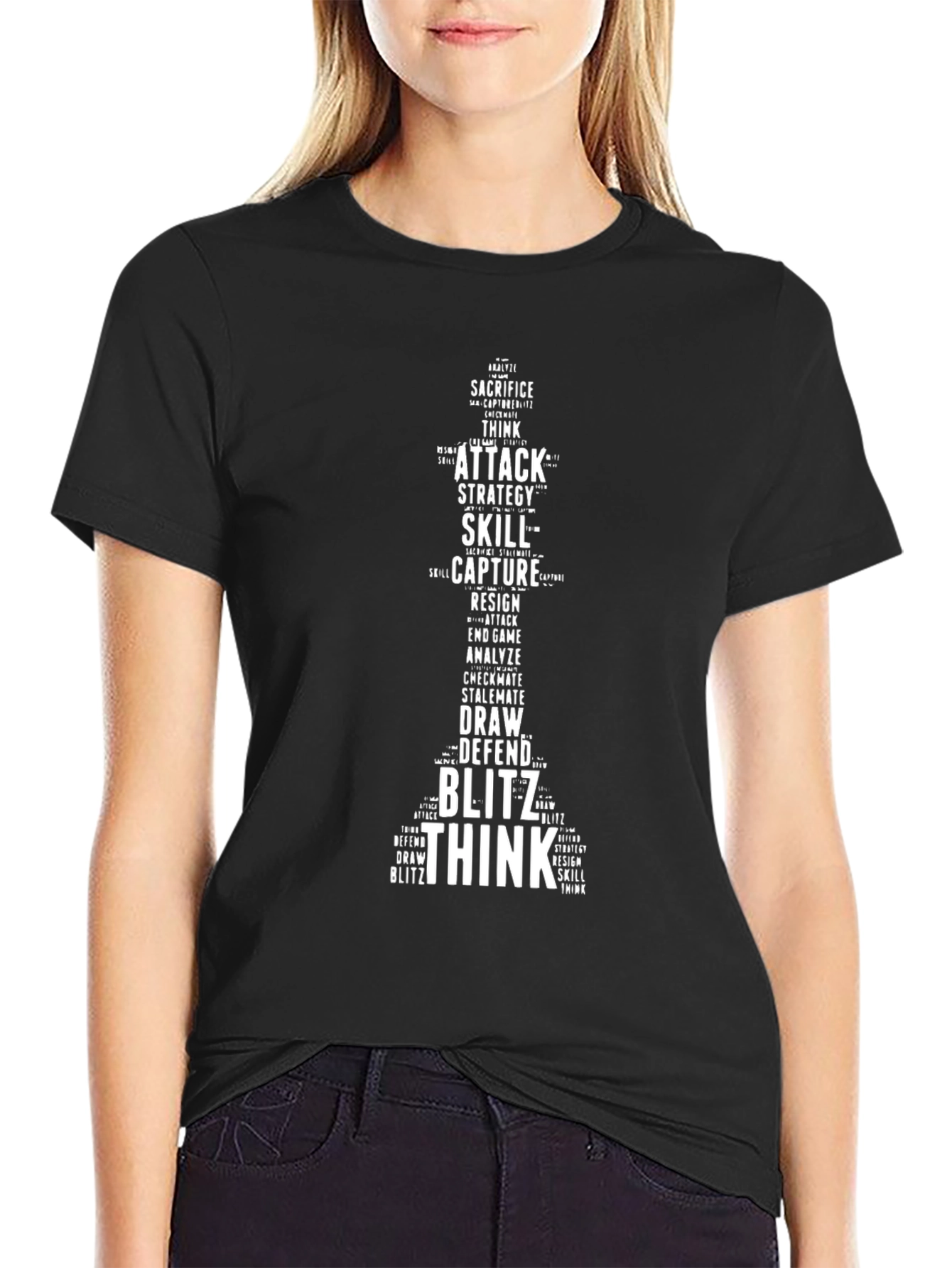 Chess Word Art T-Shirt - Black