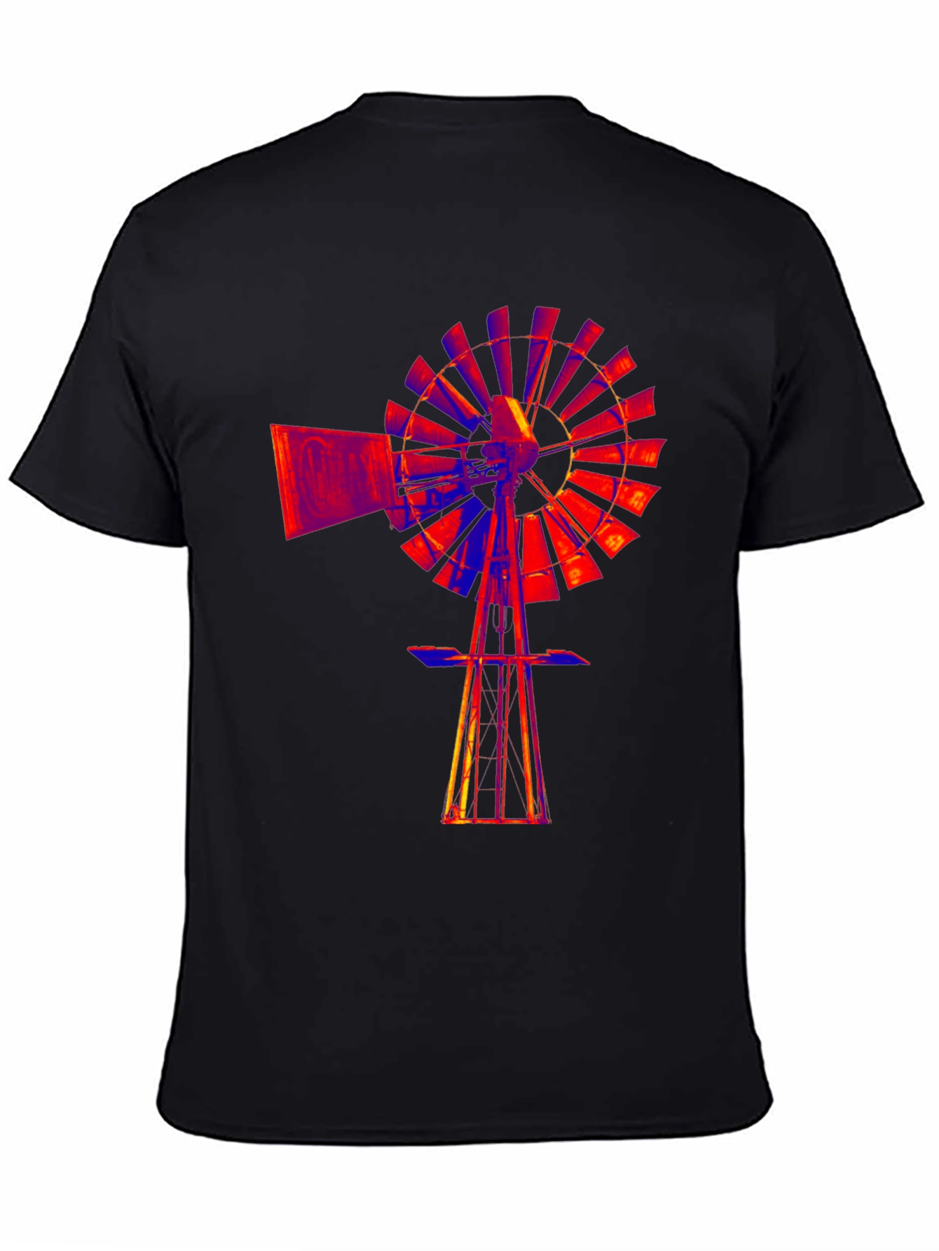 Abstract Windmill Graphic Black T-Shirt