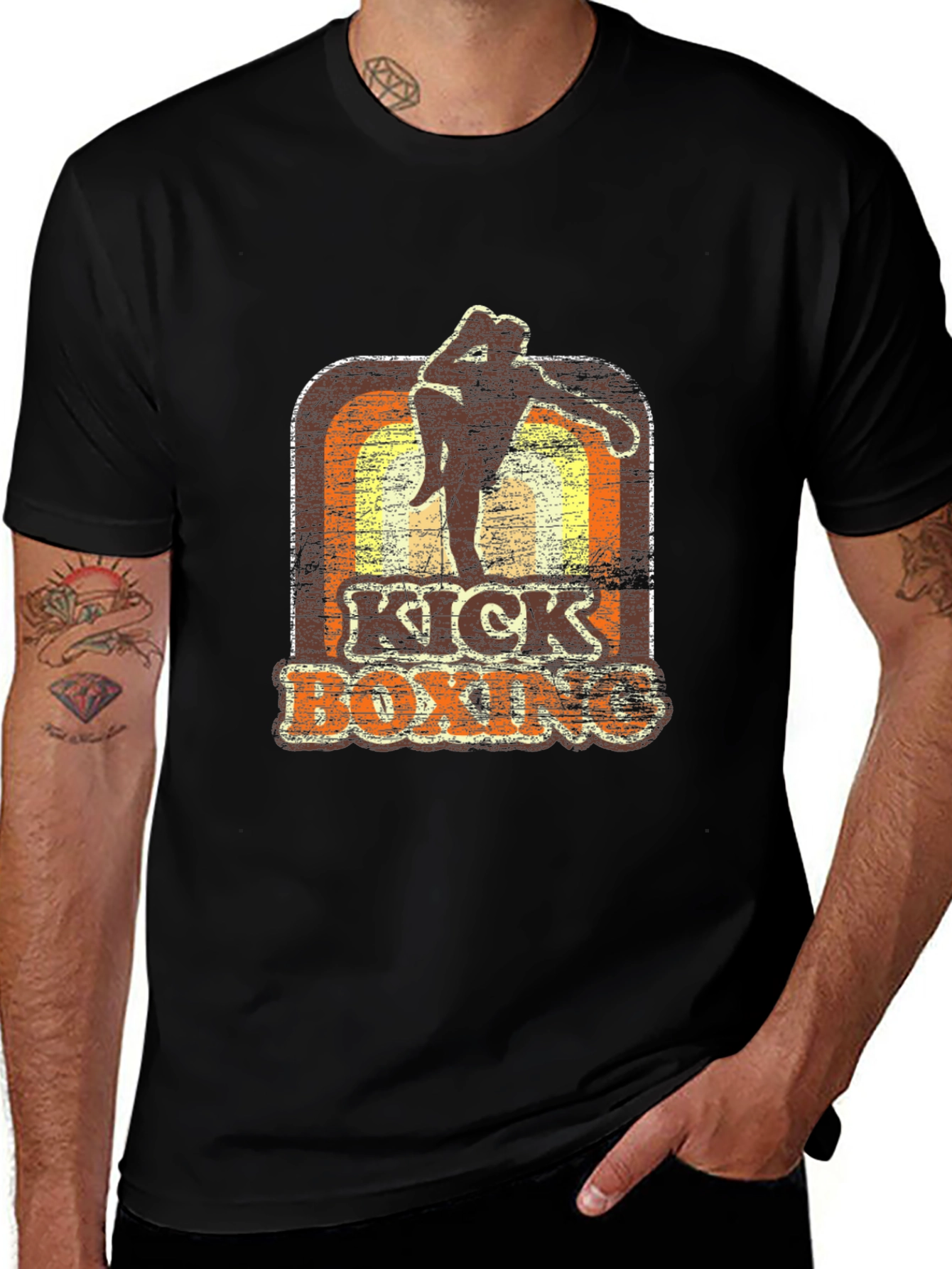 Kickboxing Retro Style Black T-Shirt