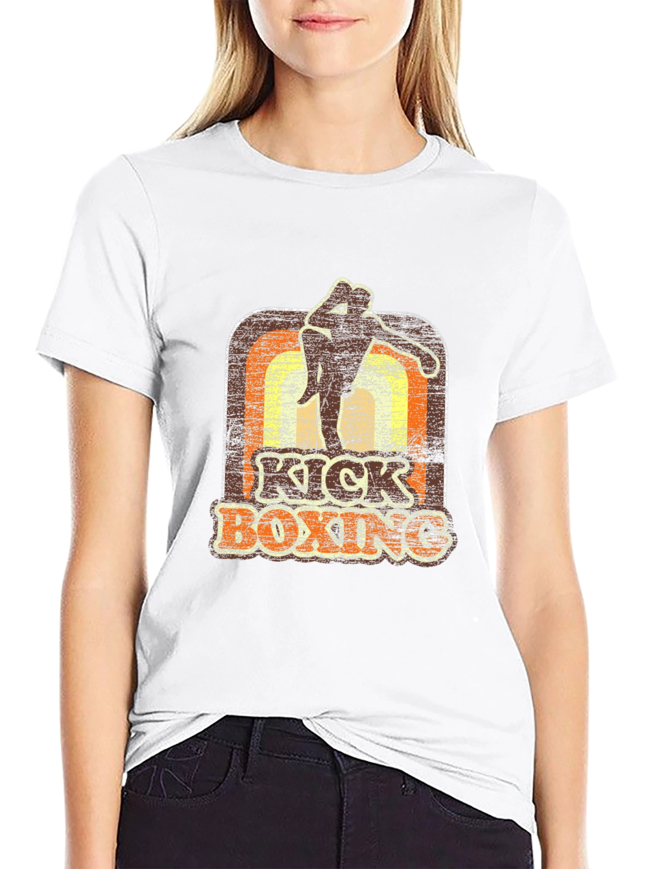 Kickboxing Retro Style Black T-Shirt