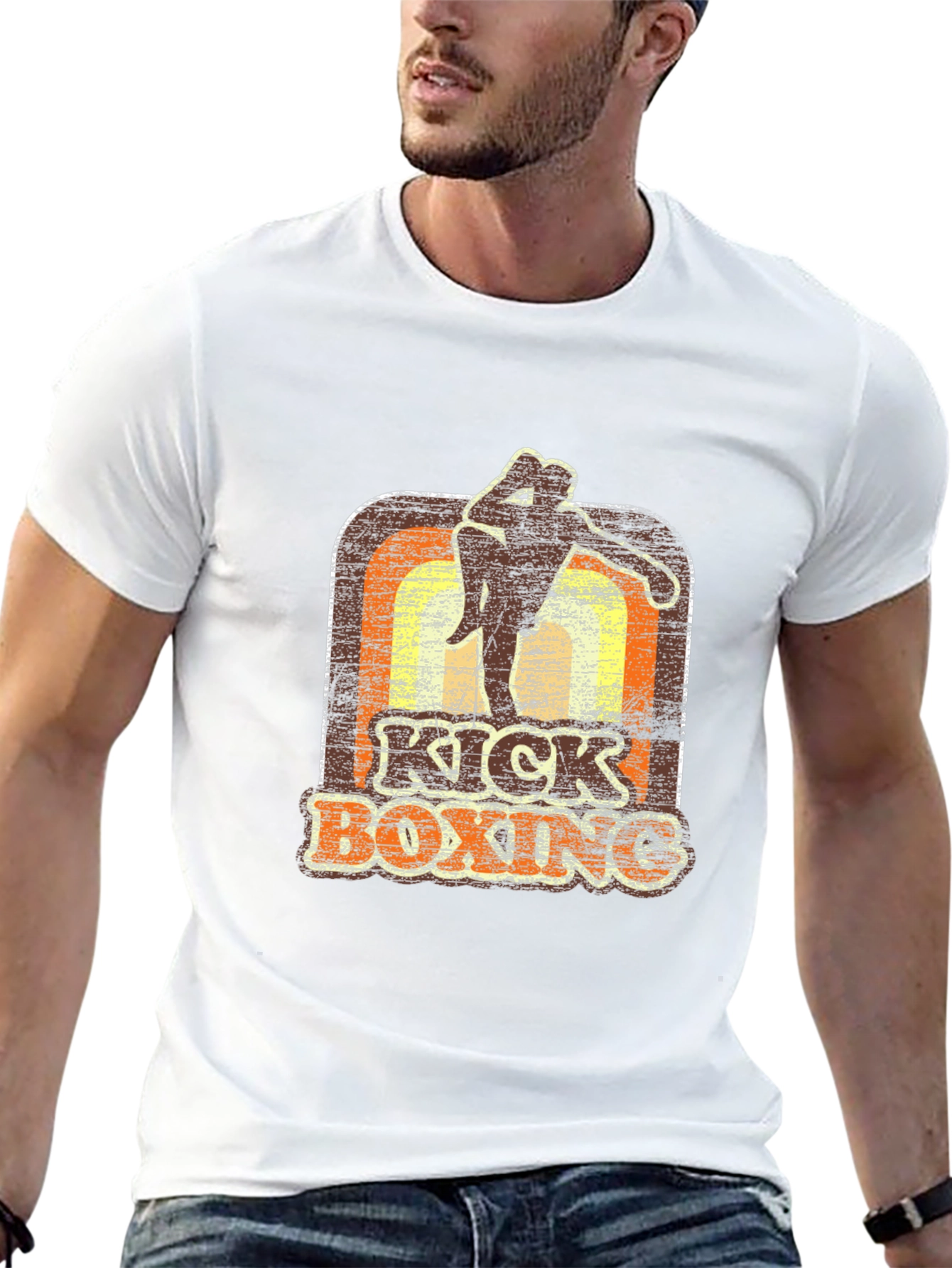 Kickboxing Retro Style Black T-Shirt