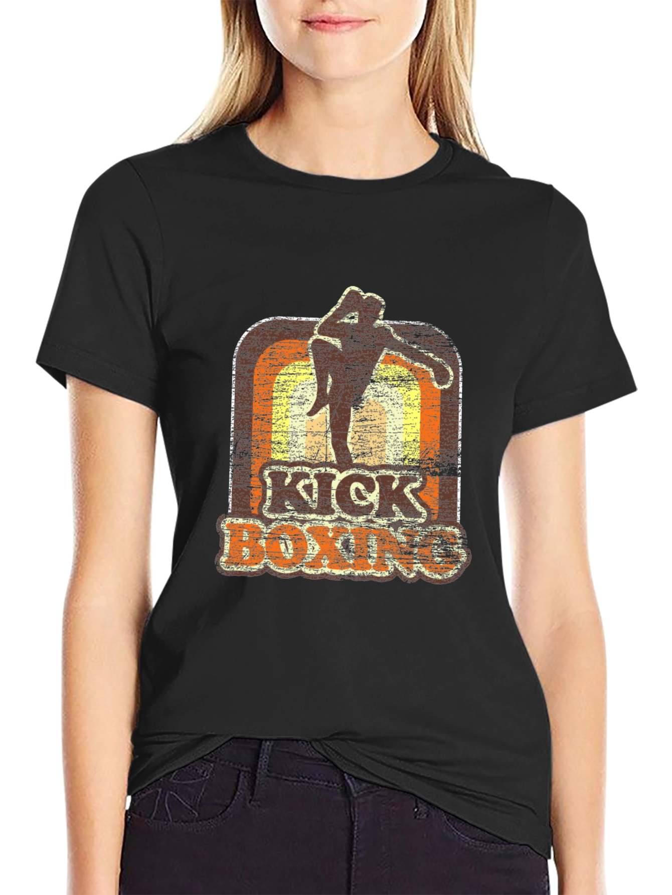 Kickboxing Retro Style Black T-Shirt