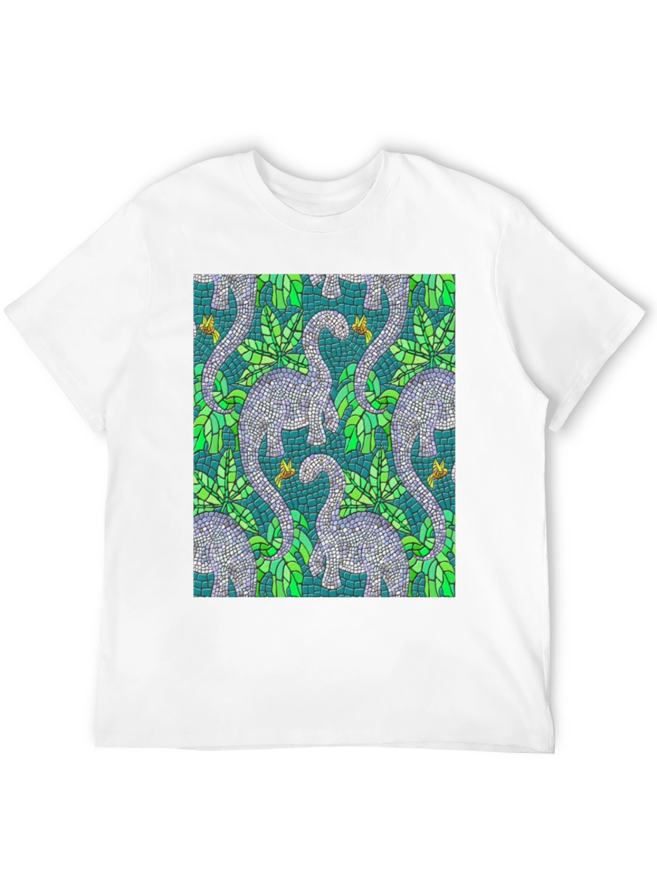 Dino Mosaic T-Shirt - Unique Reptile Pattern Tee