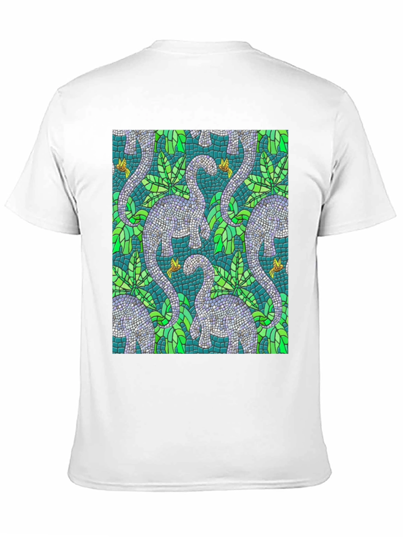 Dino Mosaic T-Shirt - Unique Reptile Pattern Tee