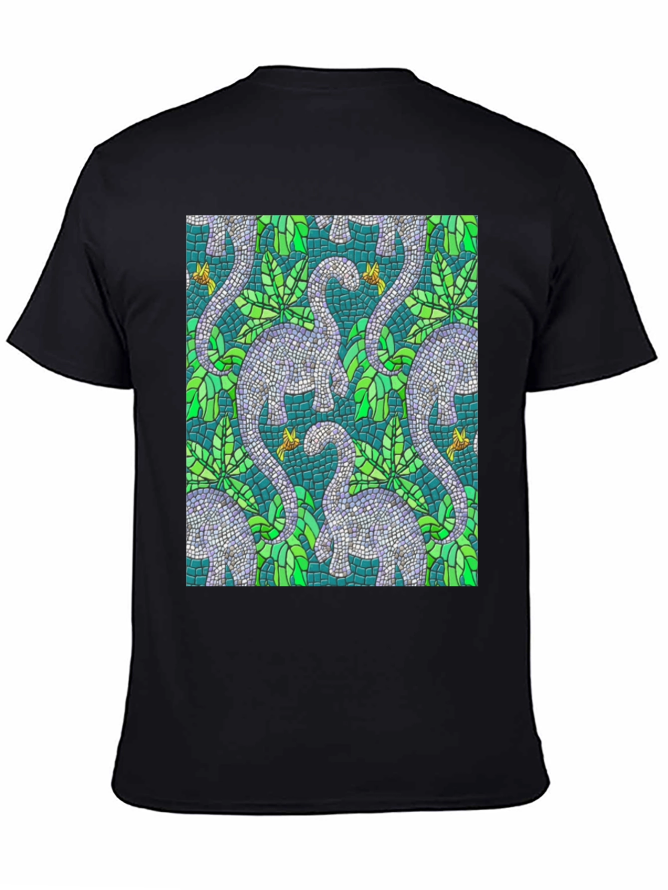 Dino Mosaic T-Shirt - Unique Reptile Pattern Tee