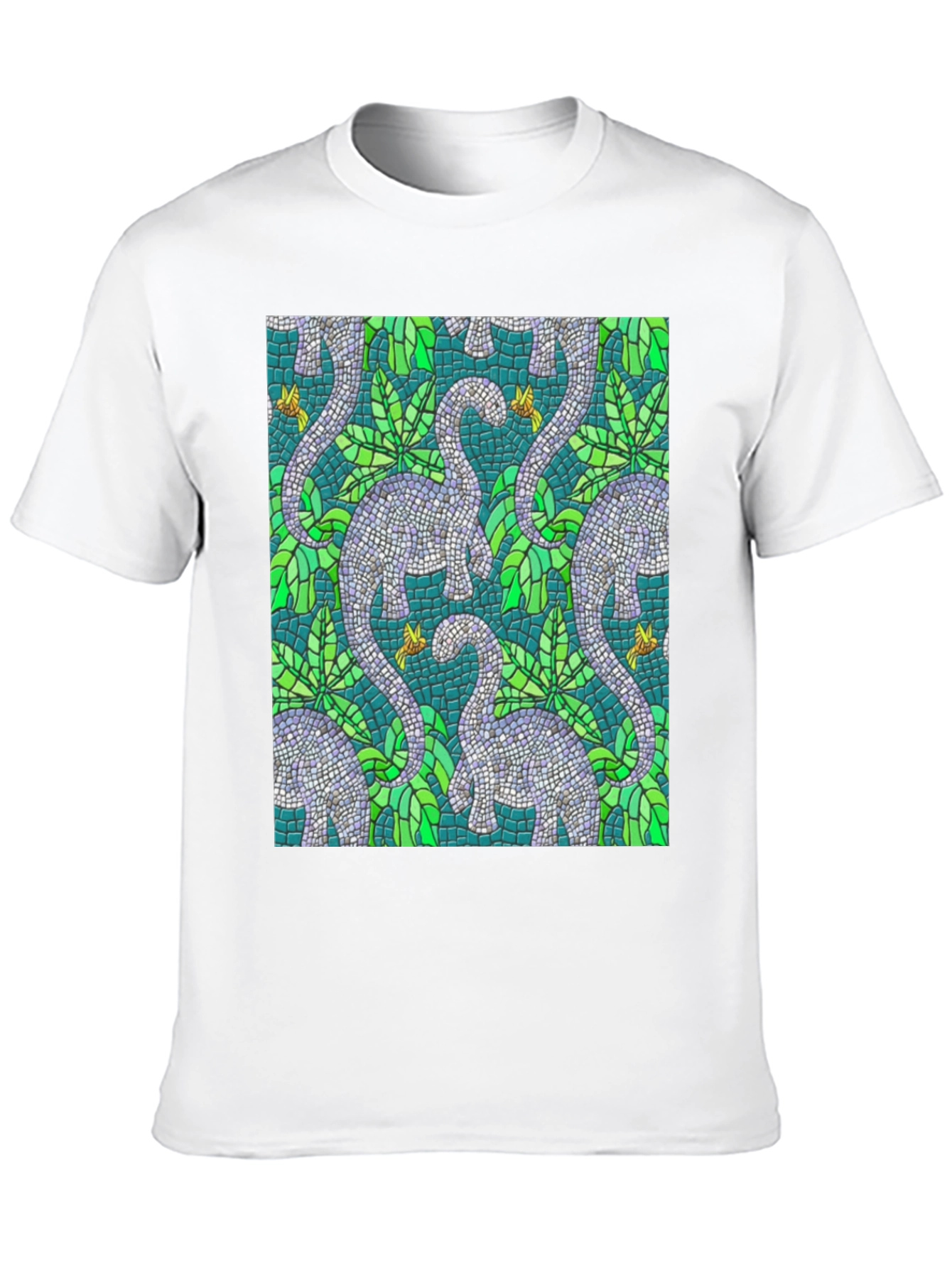 Dino Mosaic T-Shirt - Unique Reptile Pattern Tee