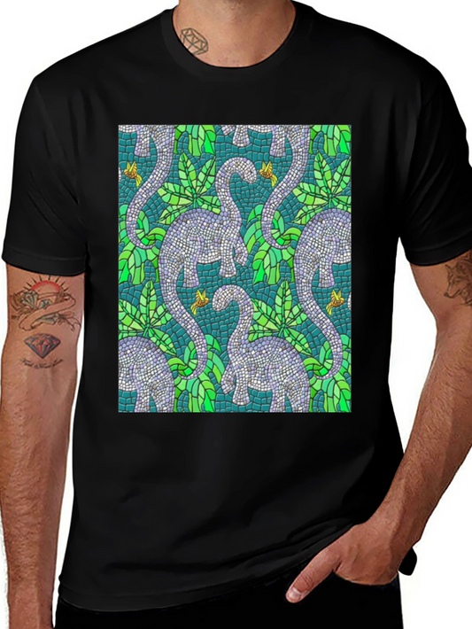 Dino Mosaic T-Shirt - Unique Reptile Pattern Tee
