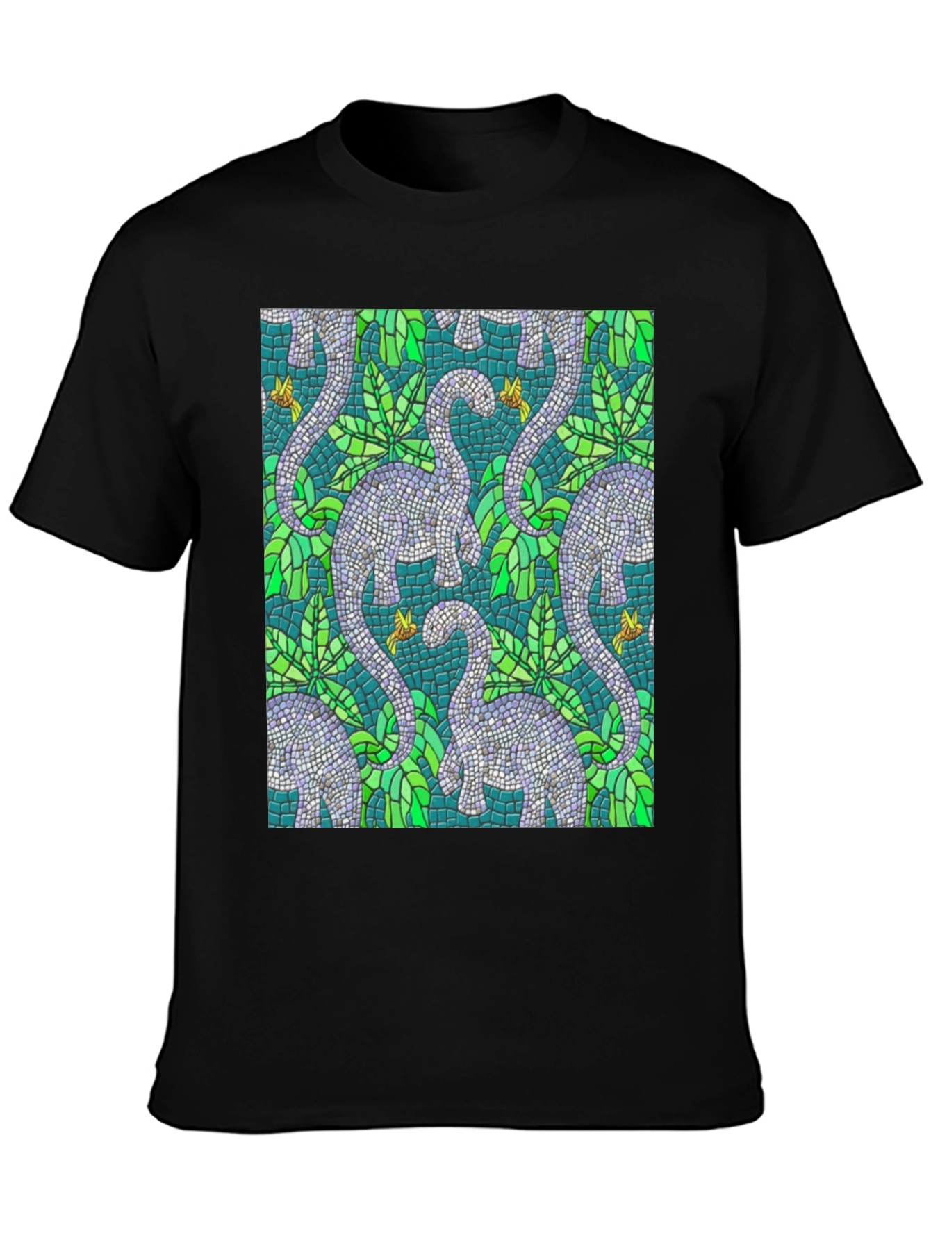 Dino Mosaic T-Shirt - Unique Reptile Pattern Tee