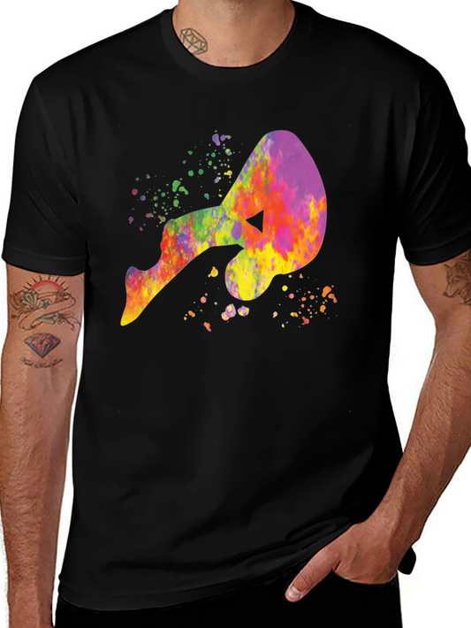 Colorful Yoga Pose Graphic Tee - Mens Black T-Shirt