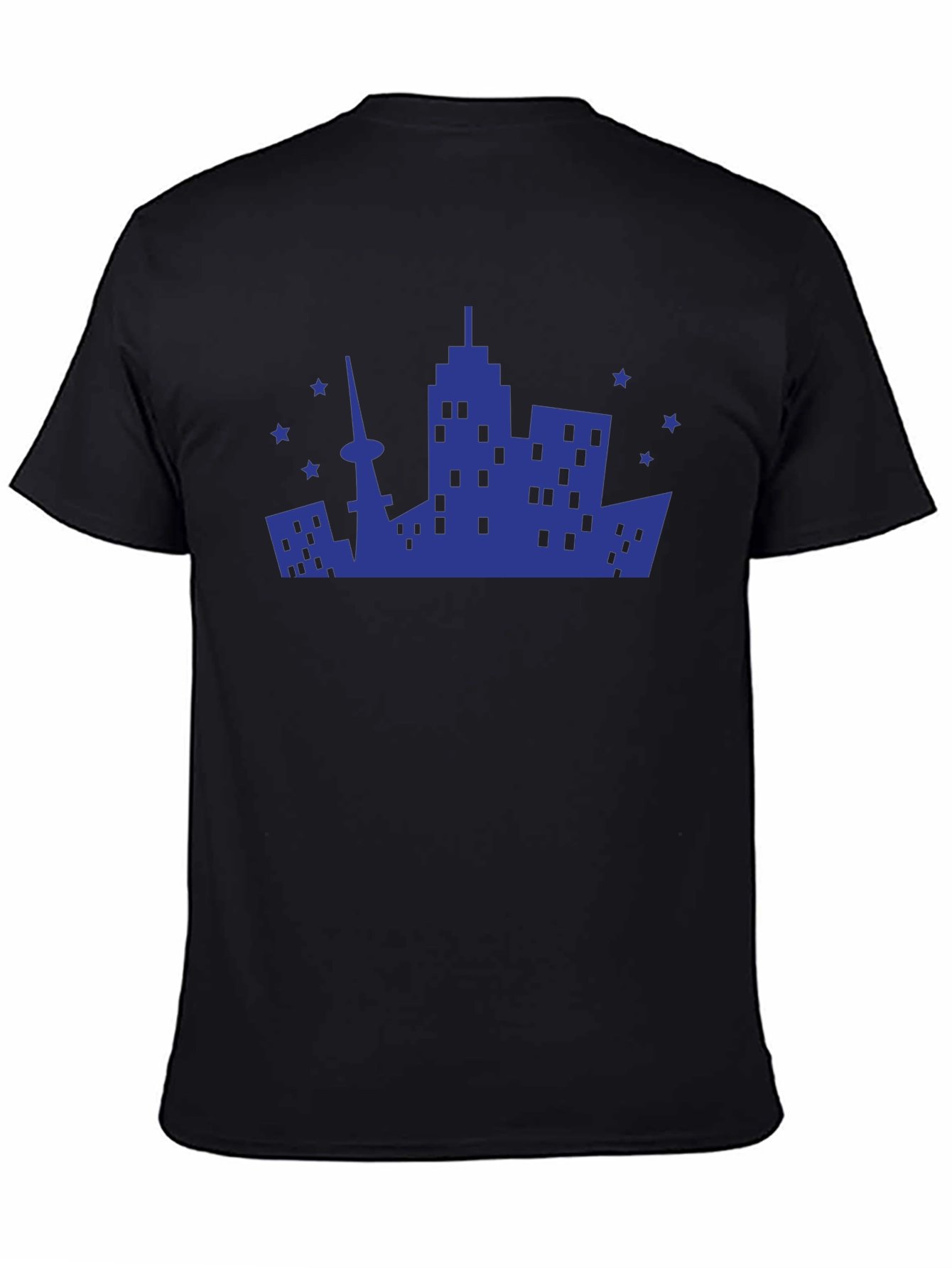 Cityscape Graphic Tee - Modern Black Cotton T-Shirt