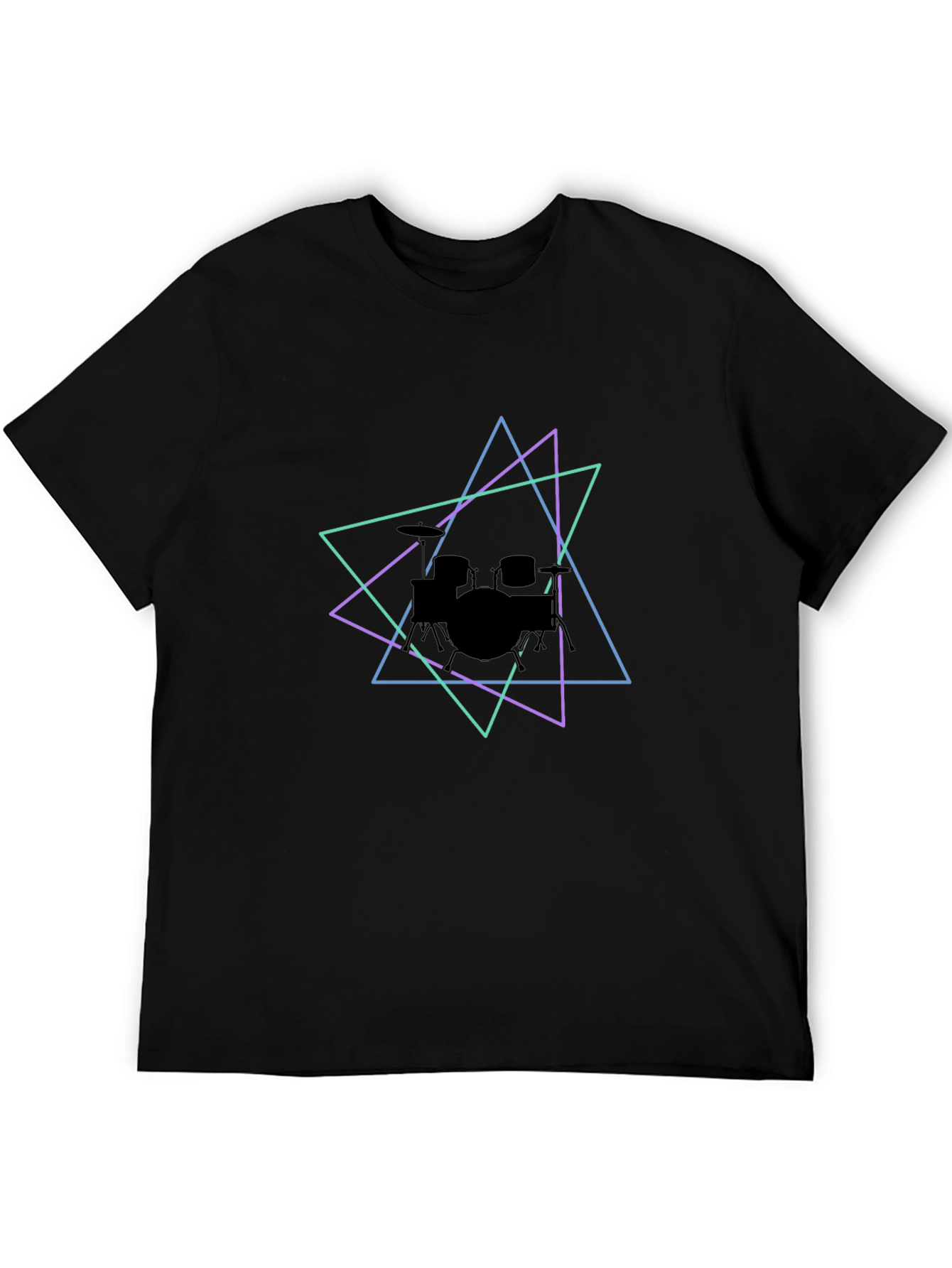 Geometric Drum Kit Graphic Tee - Black