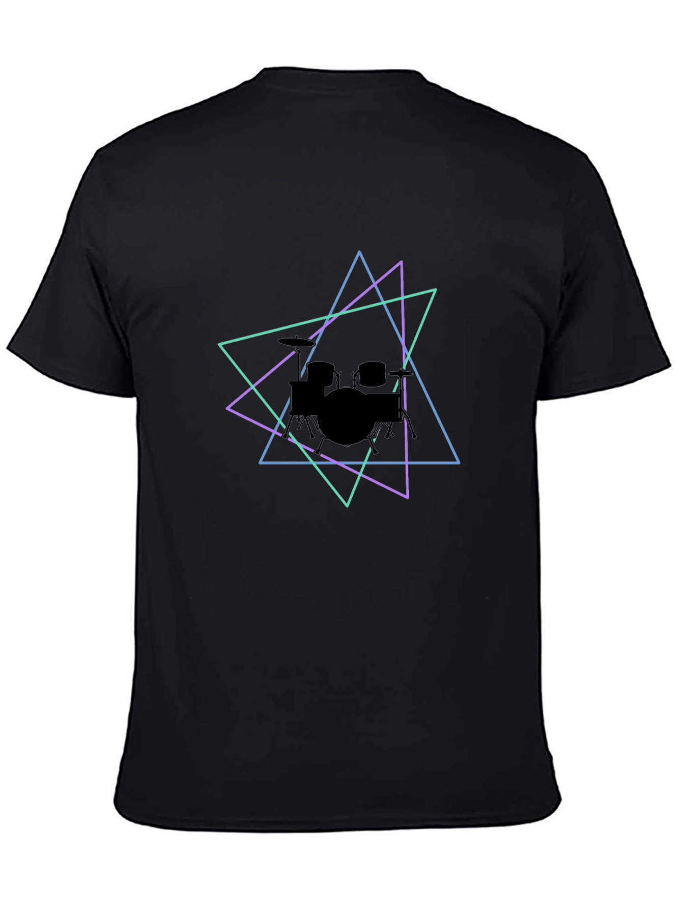 Geometric Drum Kit Graphic Tee - Black