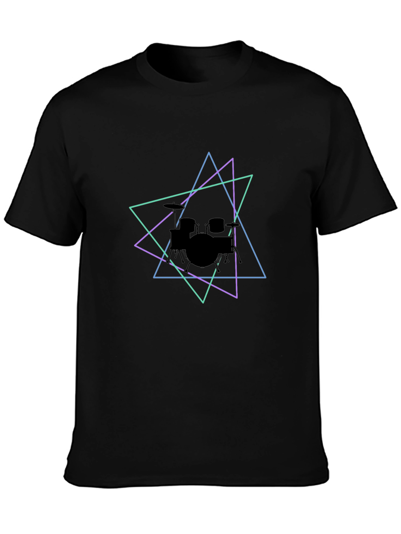 Geometric Drum Kit Graphic Tee - Black
