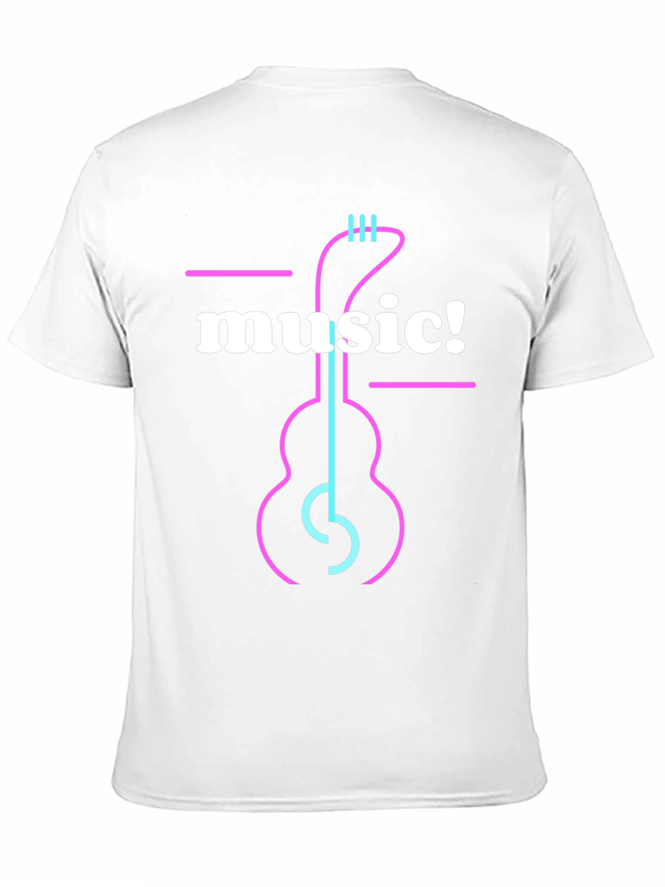 Music T-Shirt - Neon Guitar Design - Black