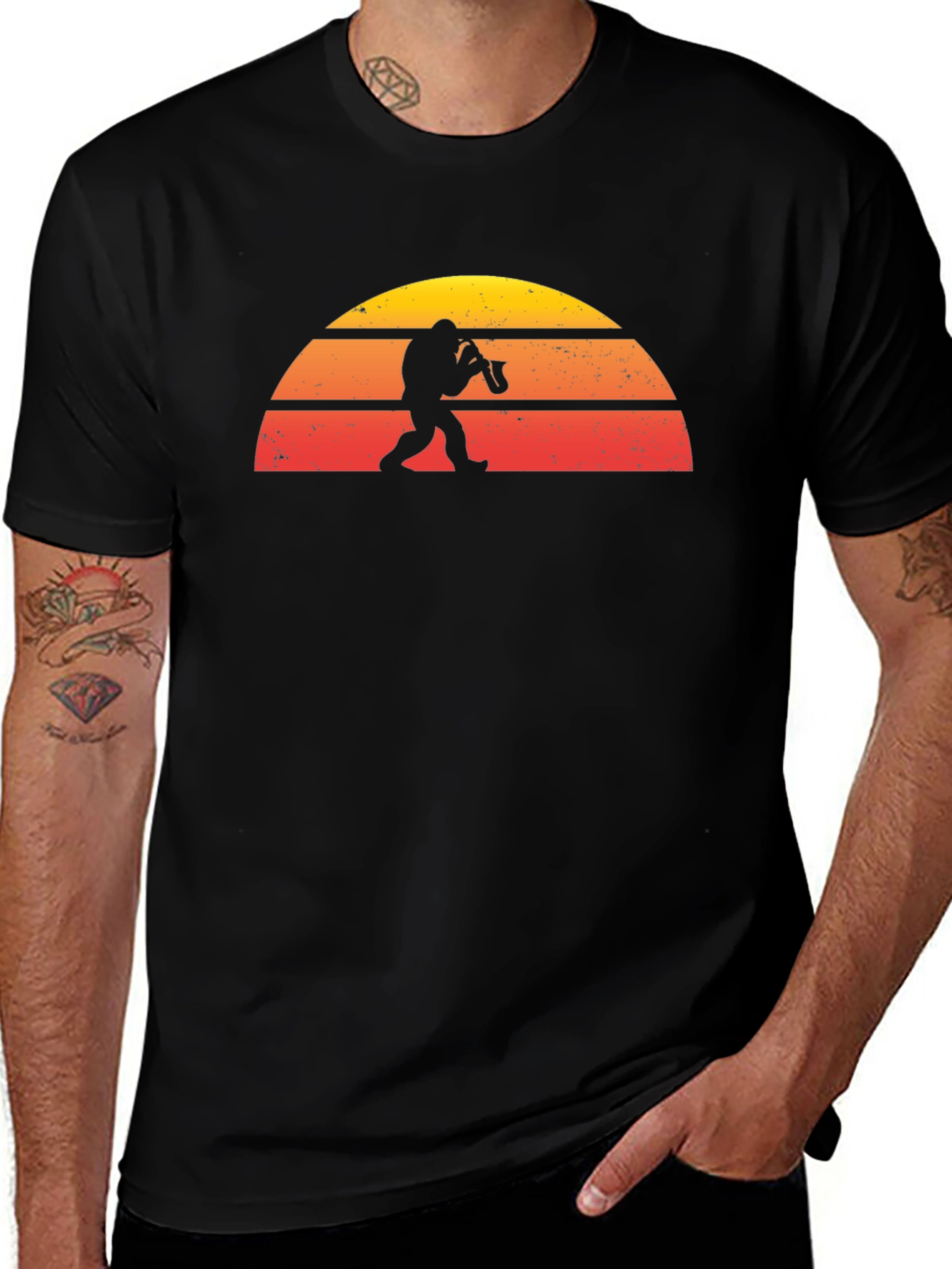 Saxophone Sasquatch Sunset Graphic Tee