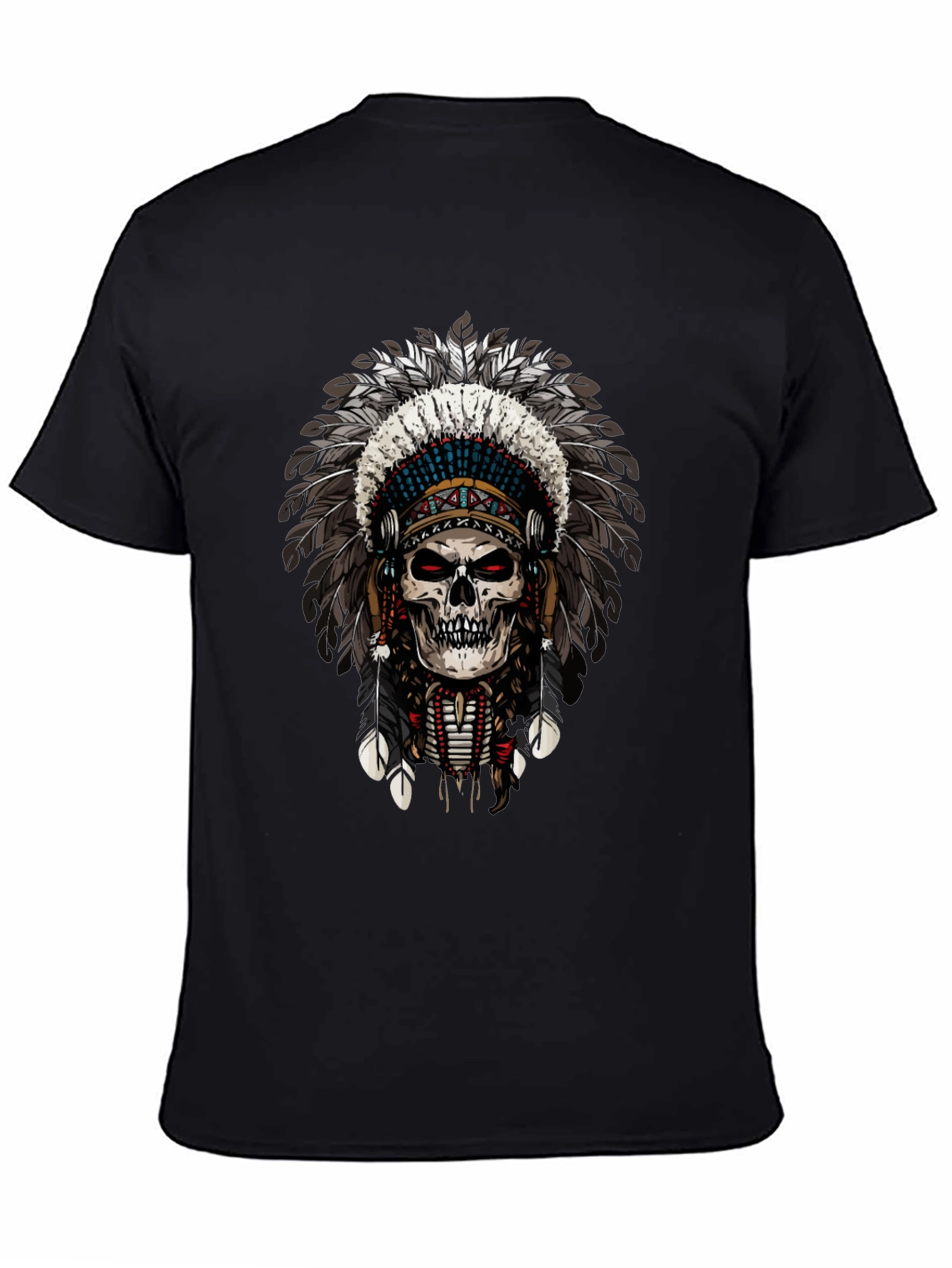 Skull Chief Feather Headdress Graphic T-Shirt