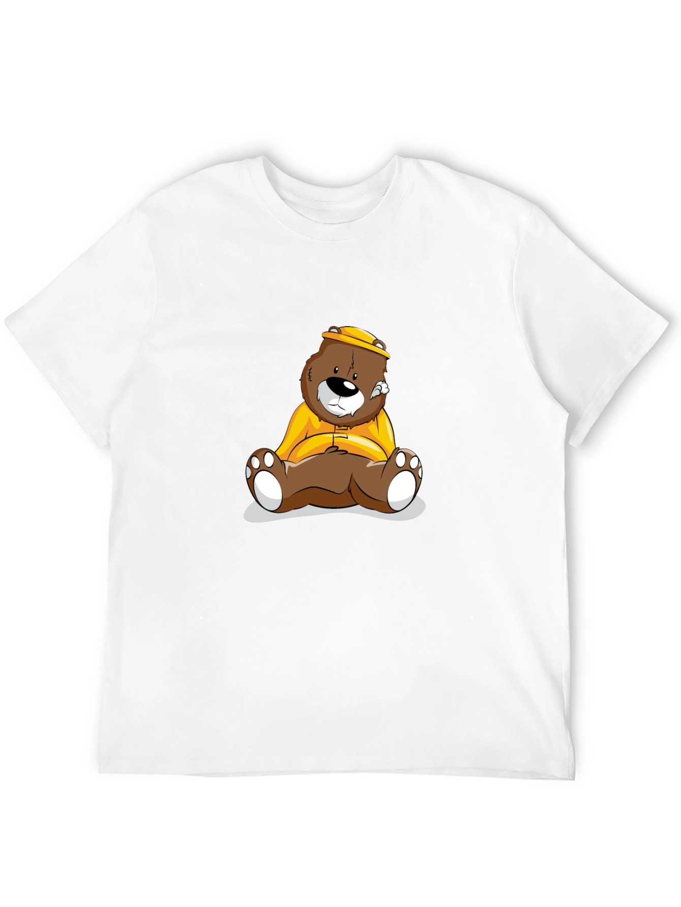 Bear Cartoon Print Black T-Shirt