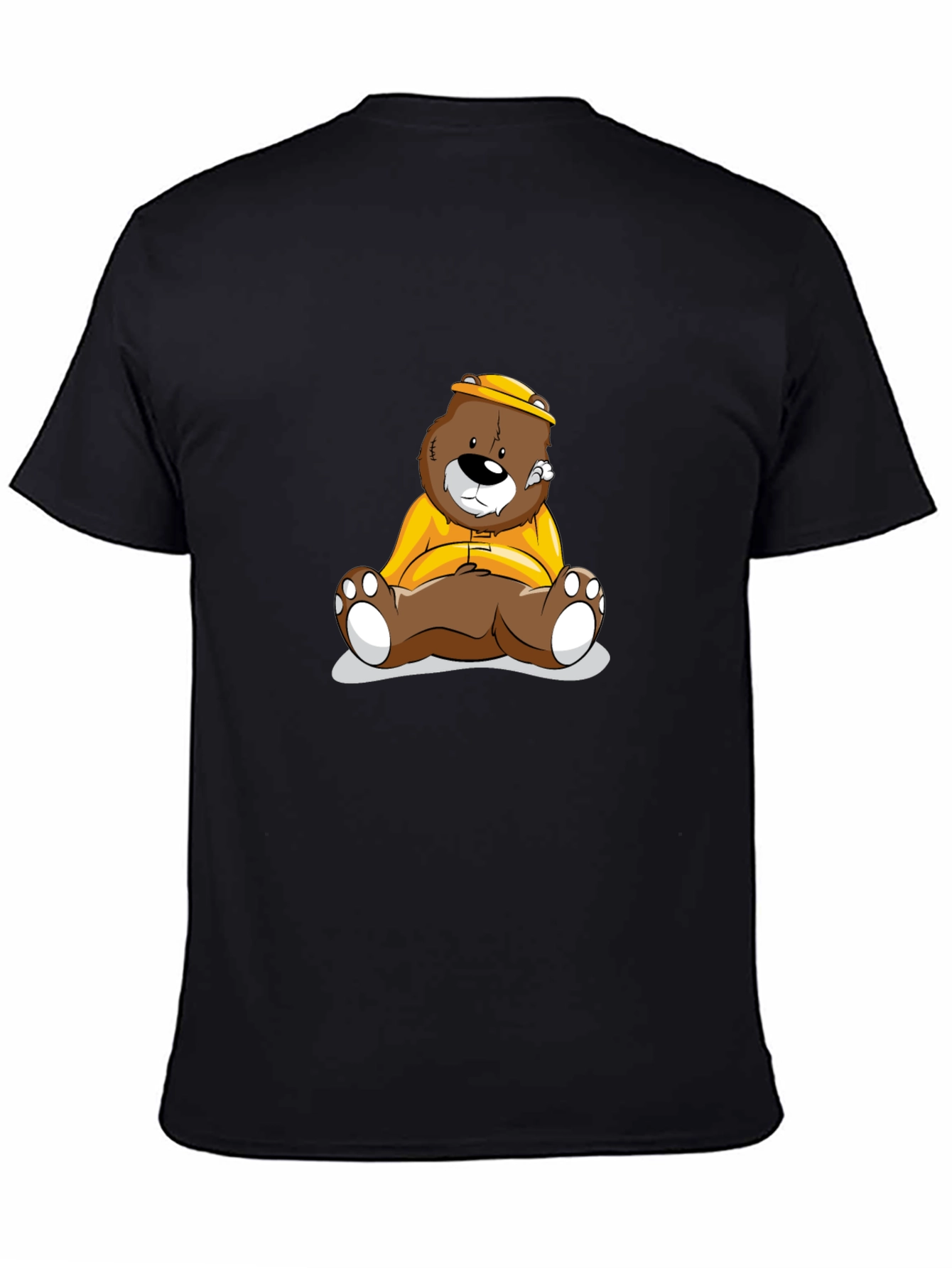 Bear Cartoon Print Black T-Shirt