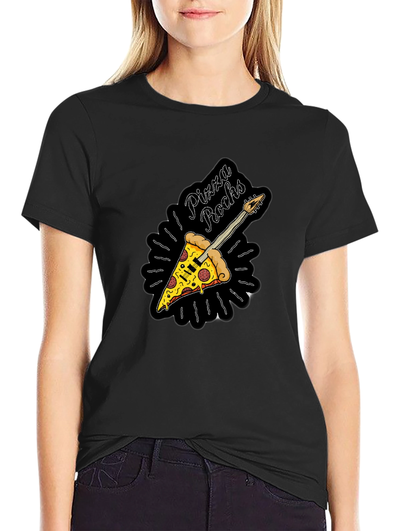 Pizza Rocks Black Graphic Tee