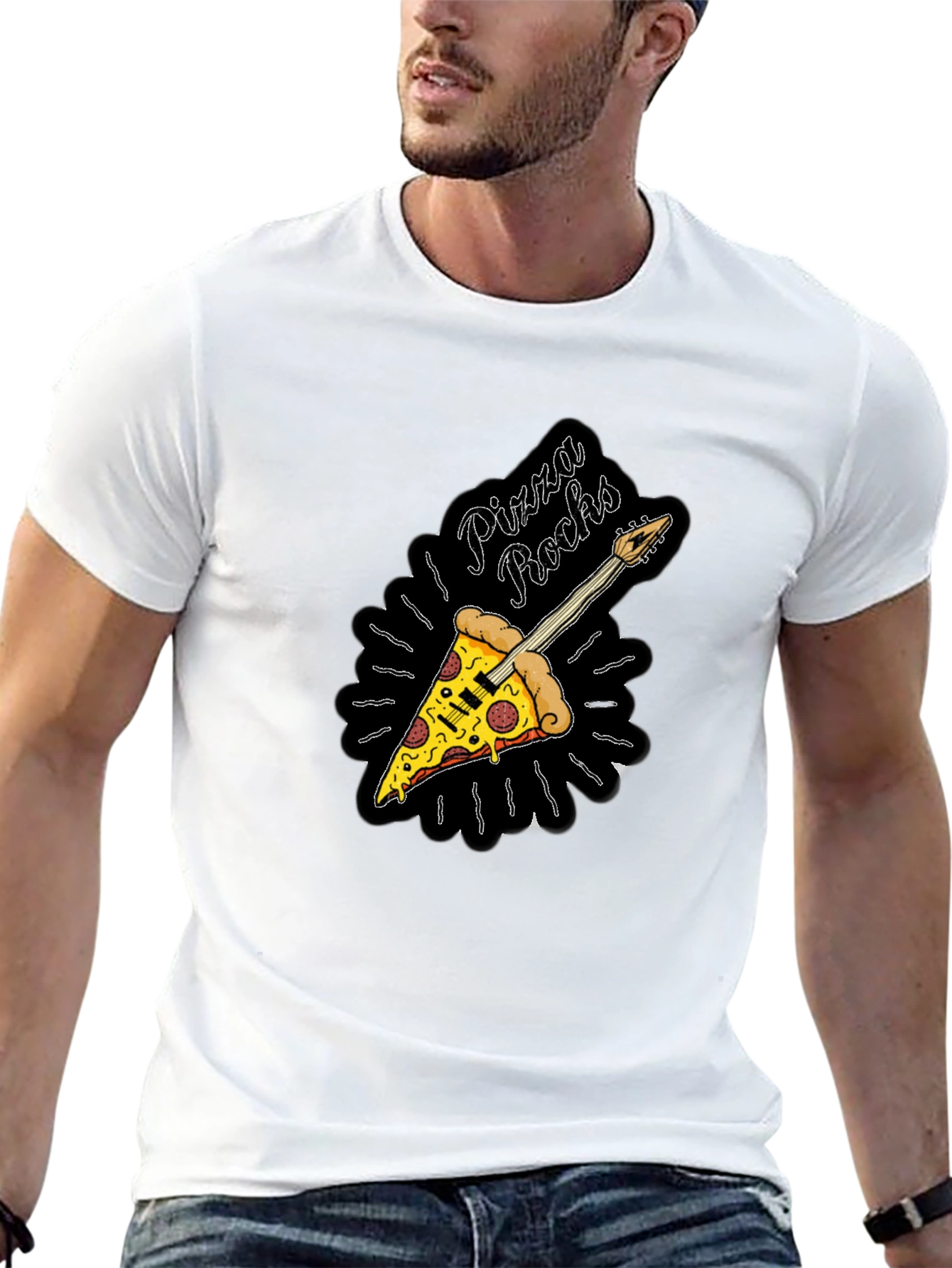 Pizza Rocks Black Graphic Tee